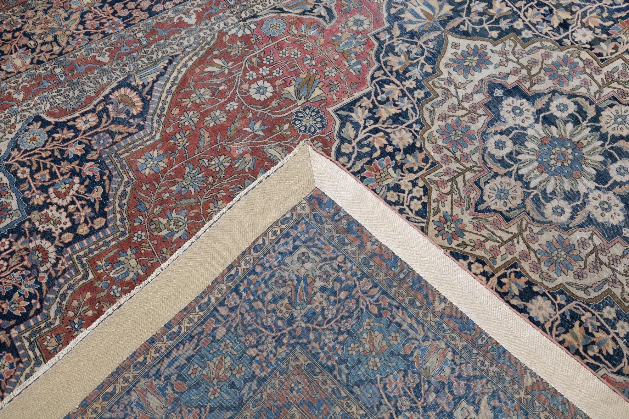 Antiker Mohtasham Kashan-Teppich 7'6'' x 11'2'' im Angebot 2