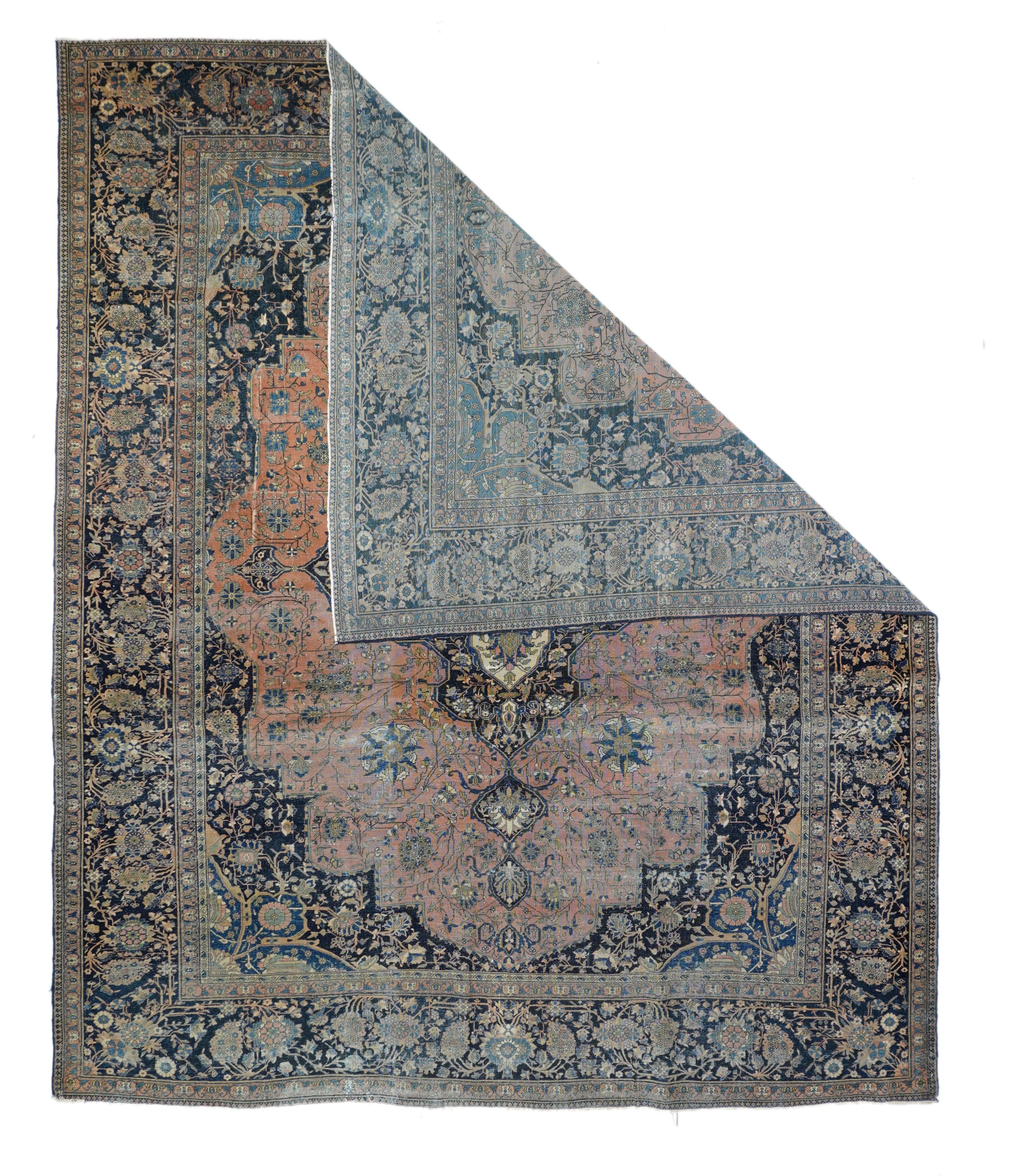 Antiker Mohtasham Kashan-Teppich 7'7'' x 9'5''.