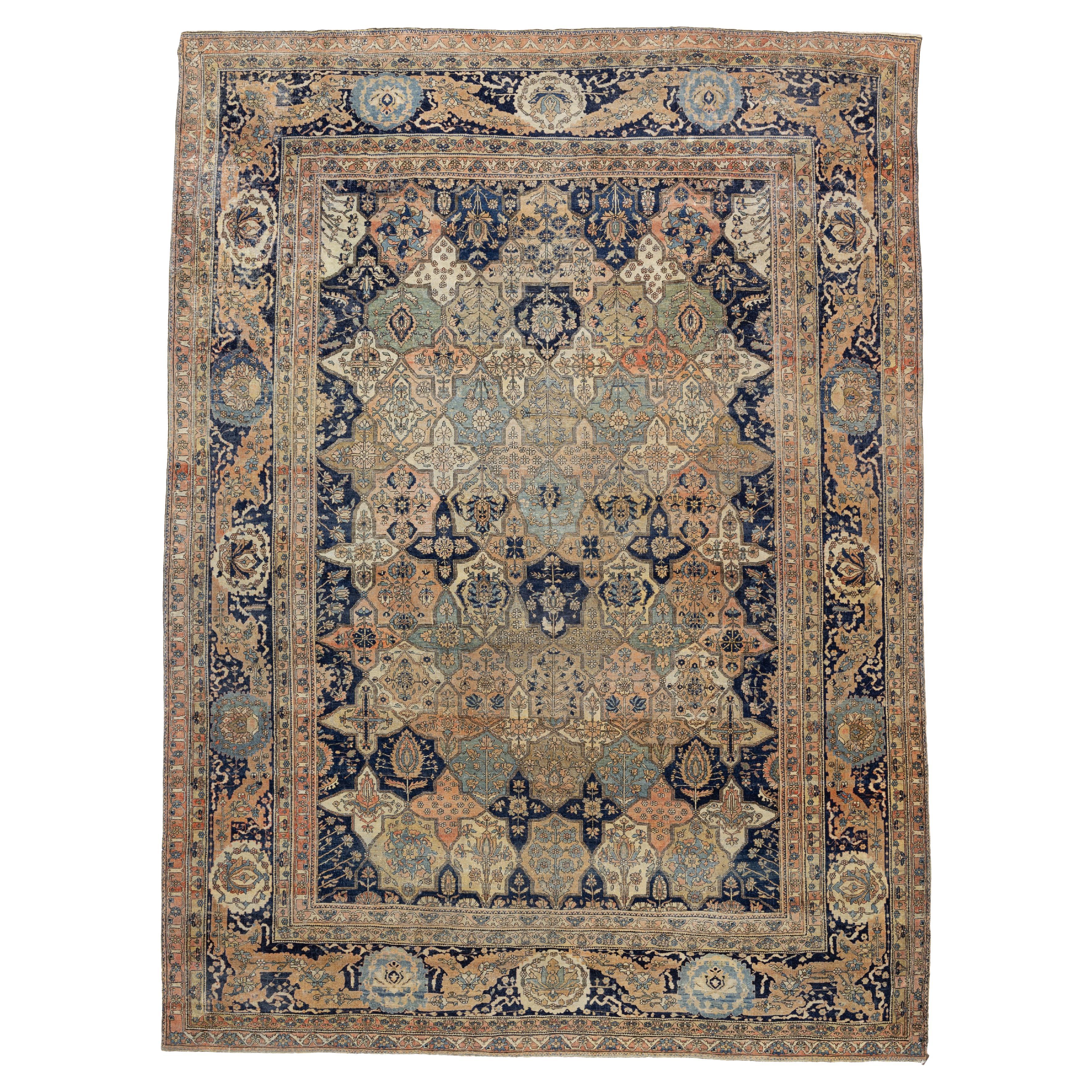 Antique Mohtasham Kashan Rug 8’4” x 11’3”
