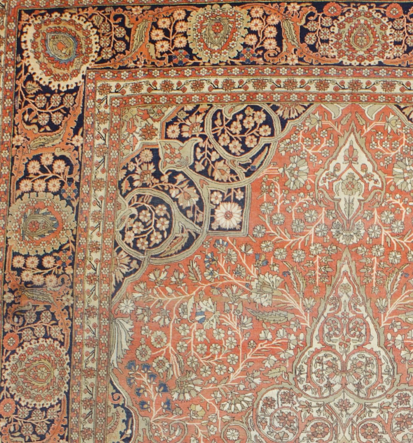Antiker Mohtasham Kashan-Teppich 8'4'' x 11'4'' (19. Jahrhundert) im Angebot