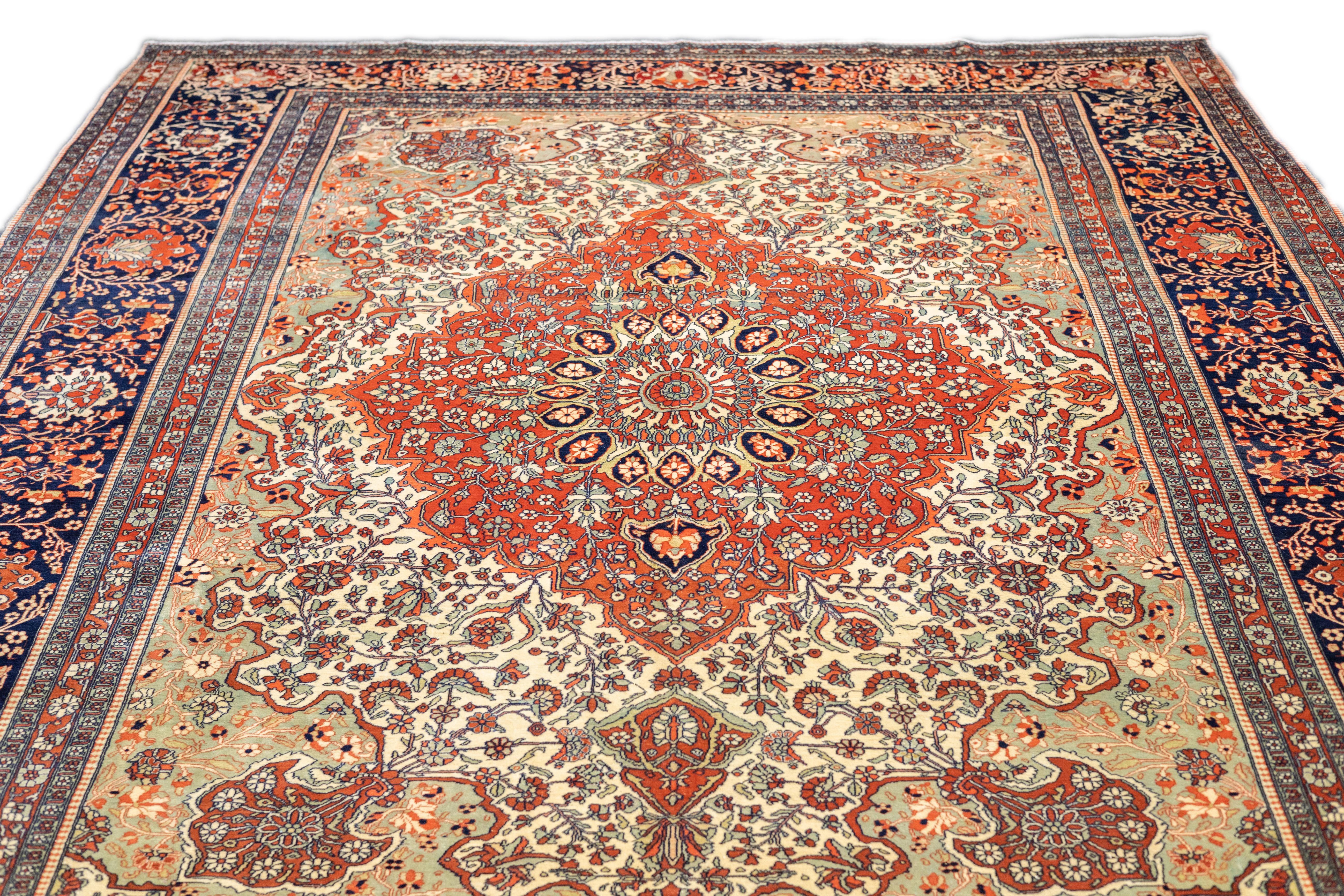 Antiker Mohtasham Kashan-Teppich 8'7'' x 11'4'' im Angebot 2