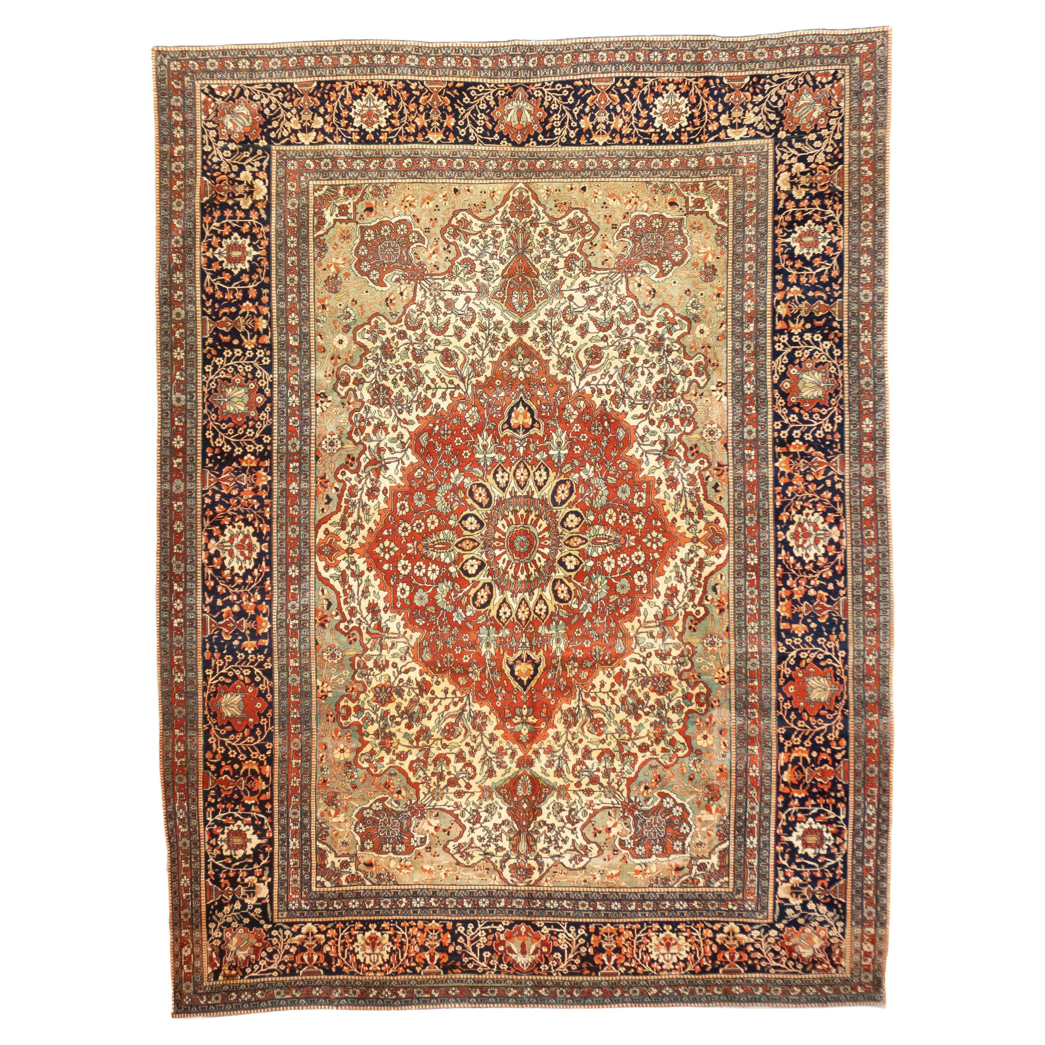 Antique Mohtasham Kashan Rug 8'7'' x 11'4''