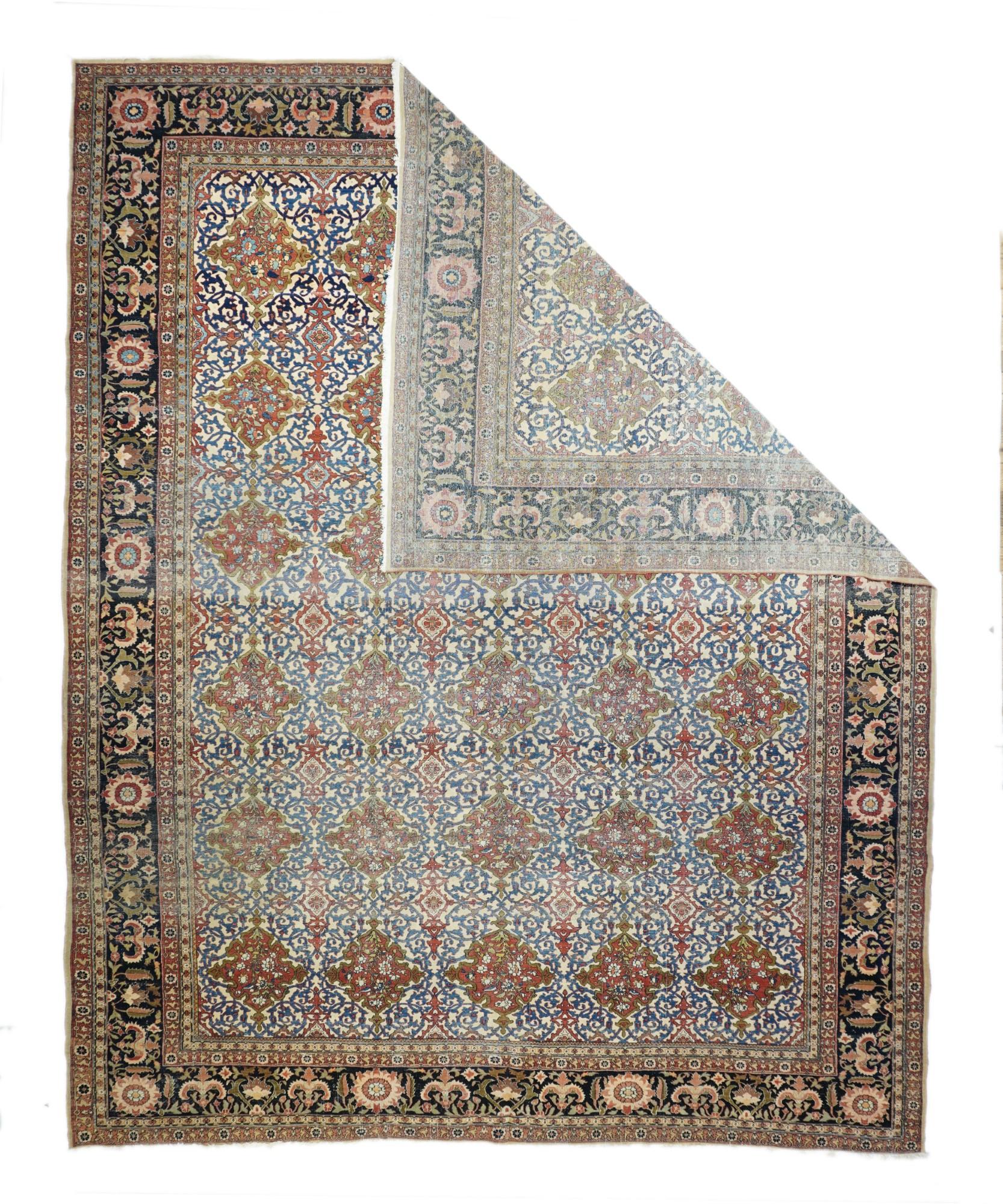 Tapis ancien Mohtasham Kashan 9'11'' x 13'. Mohtasham de 
