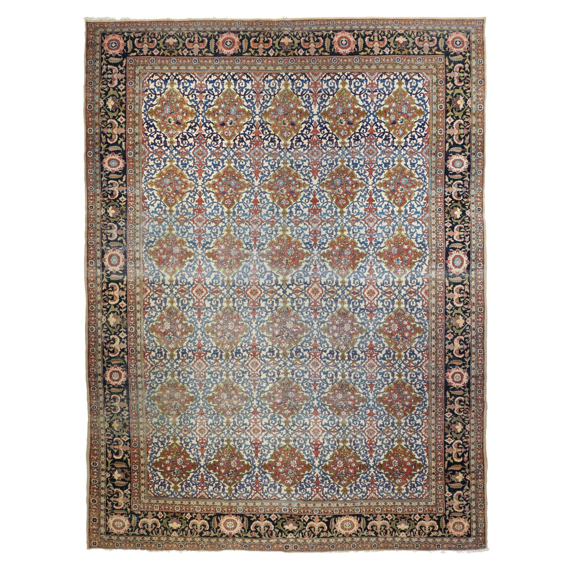 Alfombra antigua Mohtasham Kashan de 9'11'' x 13'0