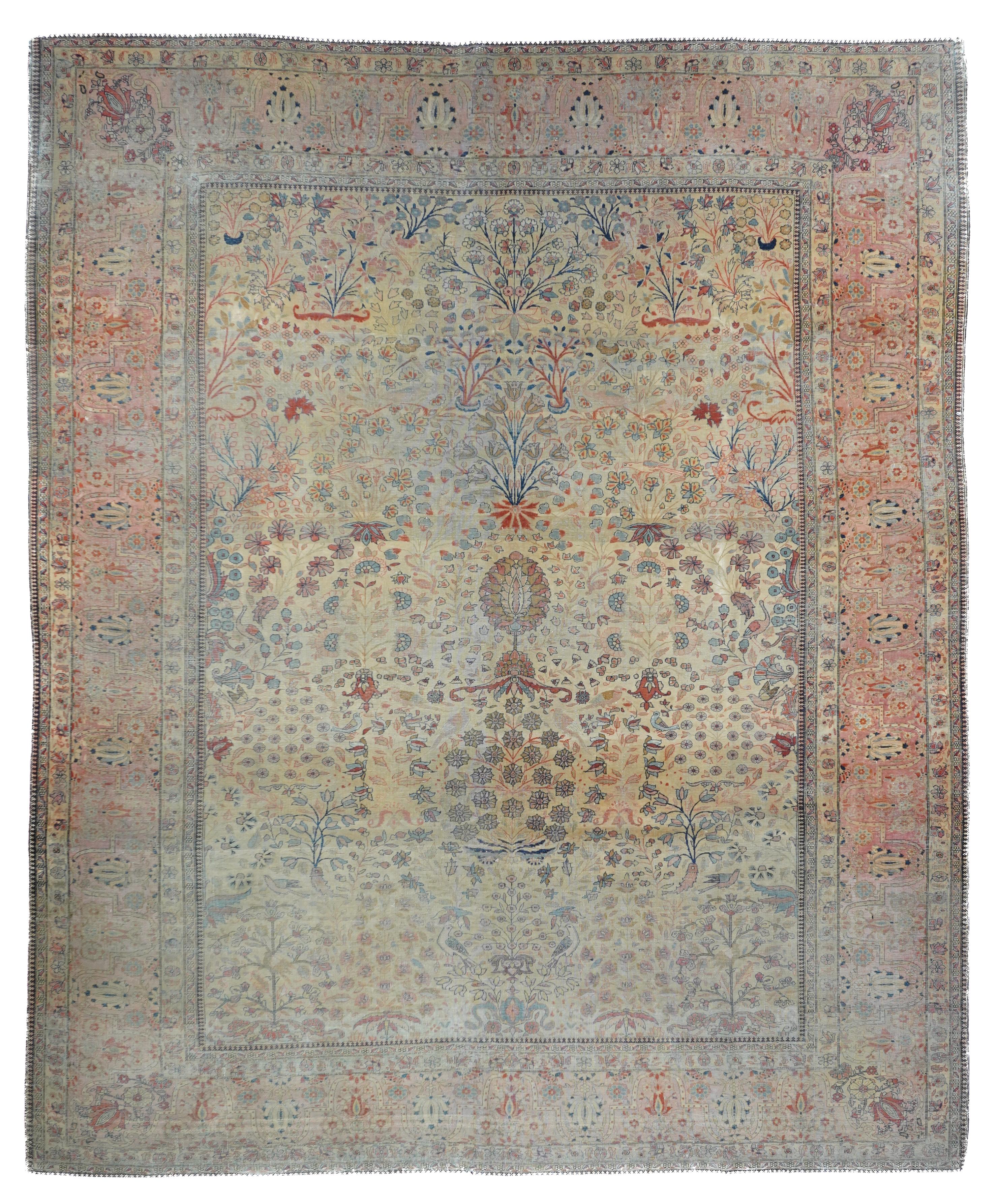 Antique Mohtasham Kashan rug measures: 7.8'' x 9.2''.