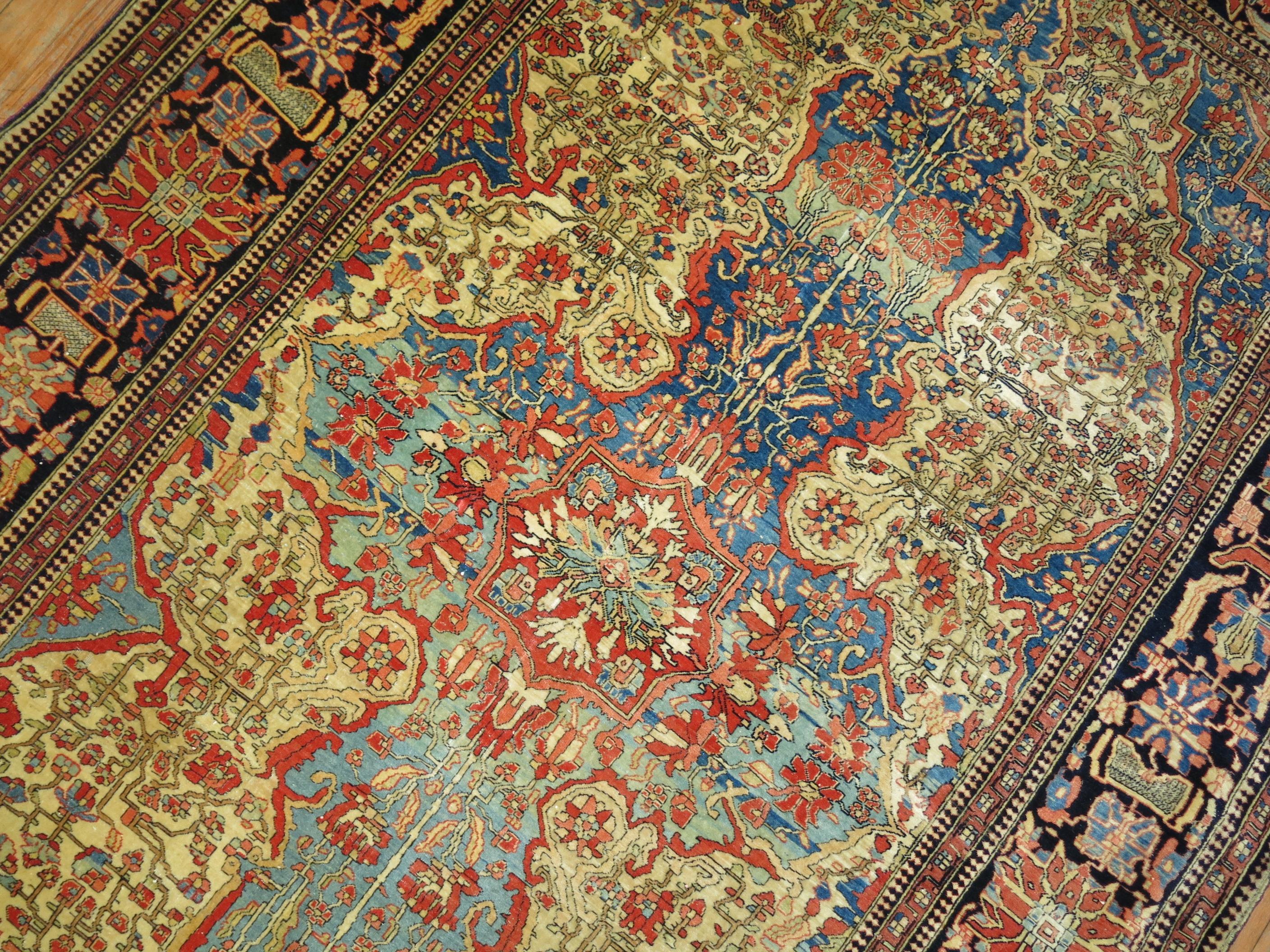 Hand-Woven Antique Mohtasham Kashan Rug