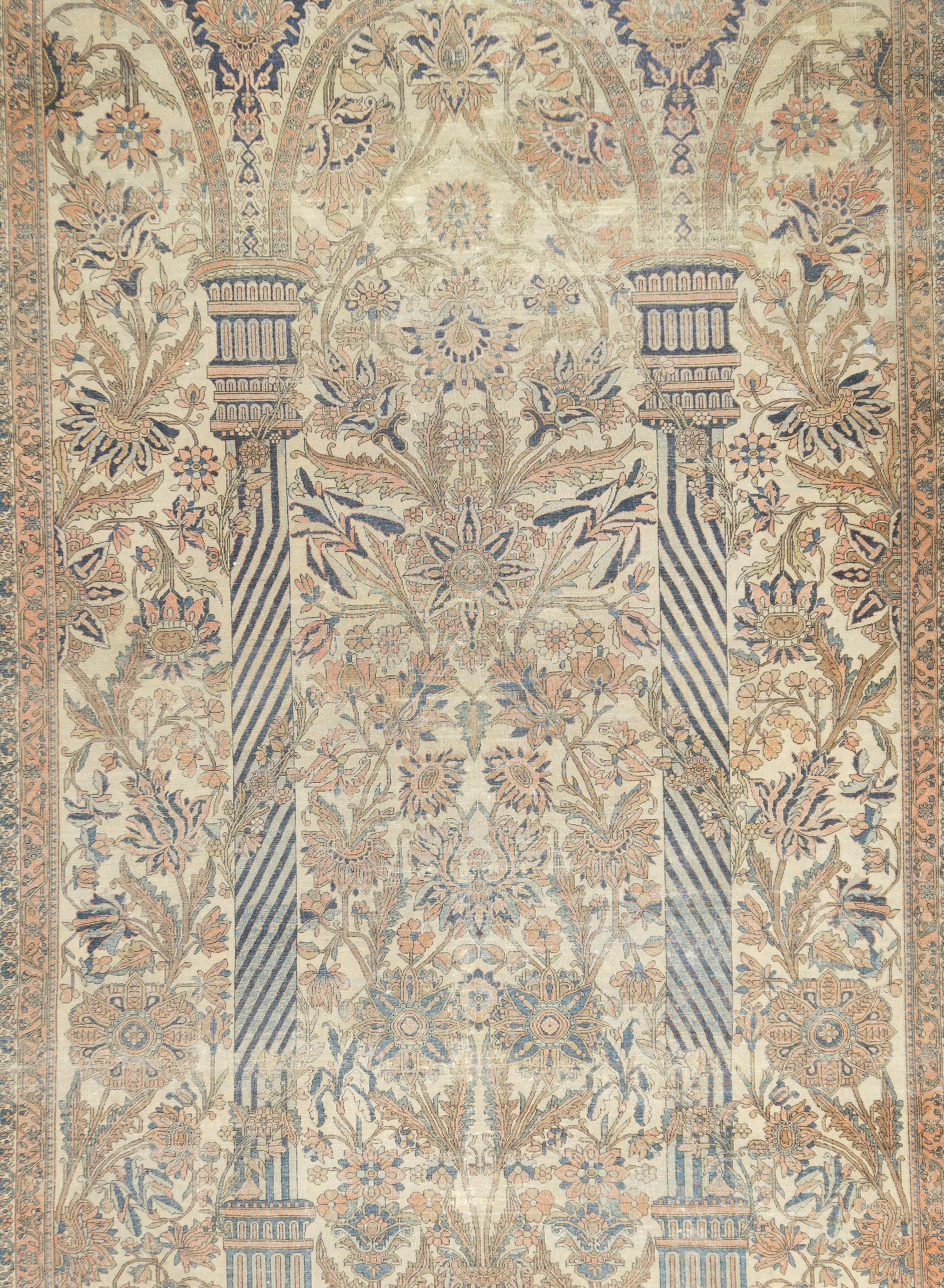 Antique Mohtasham Kashan Rug 6'9'' x 9'7'' In Excellent Condition For Sale In New York, NY
