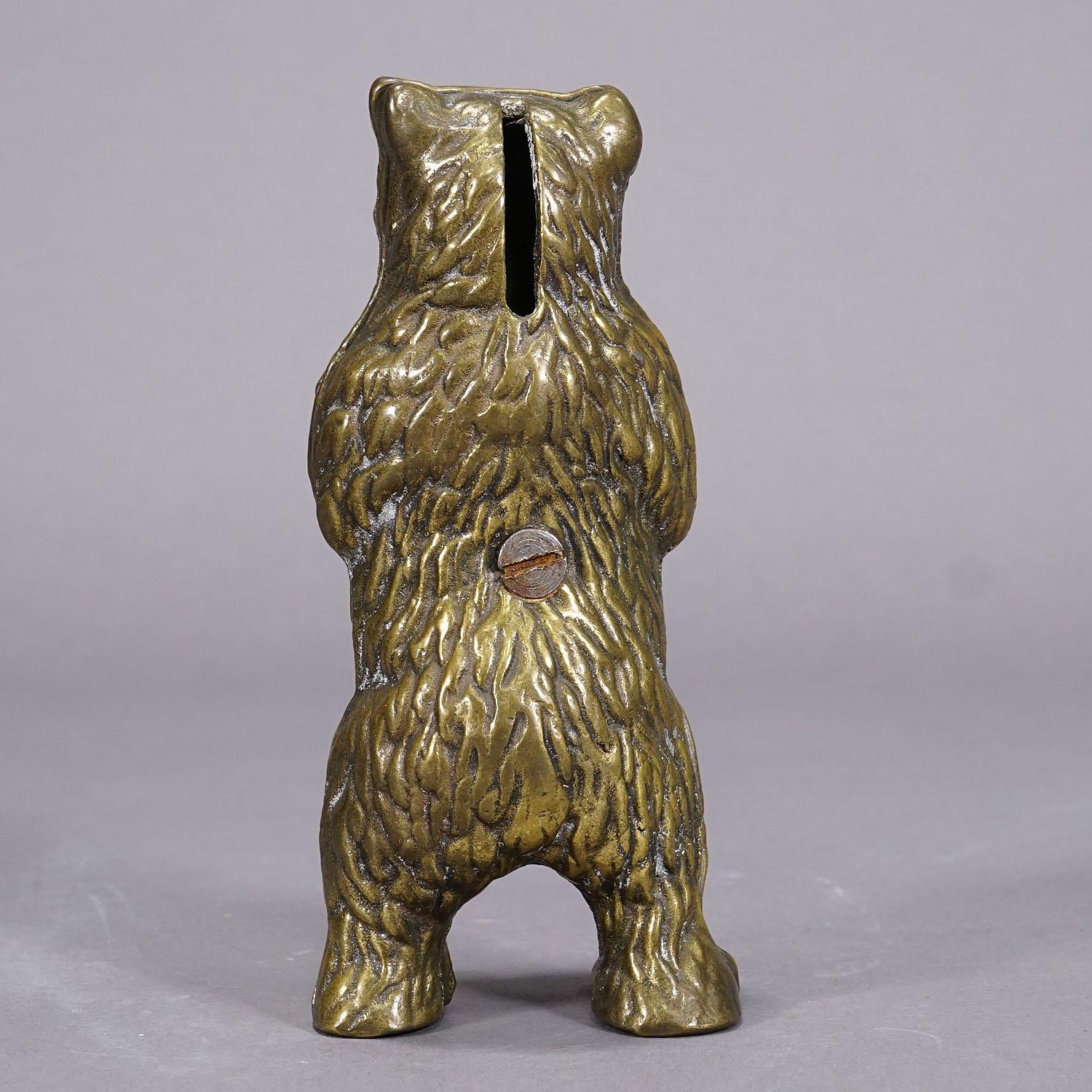 German Antique Money Box Bear Statue Made of Brass For Sale