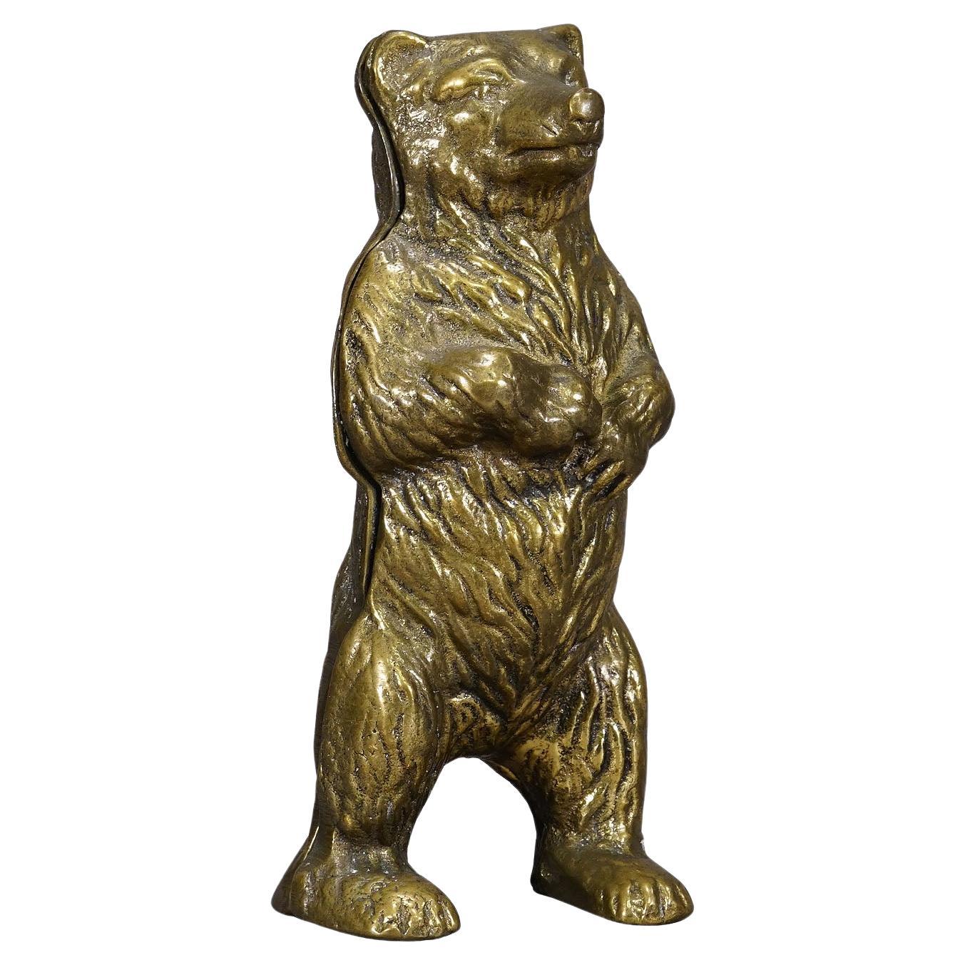 Antique Money Box Bear Statue Made of Brass