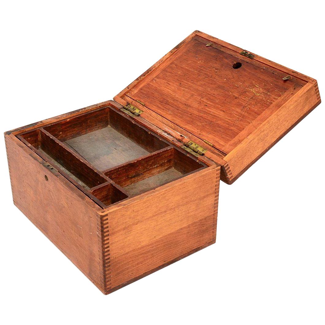 Antique Solid Maple Wood Box Money Coin Compartments Cash Storage Drawer 1920s