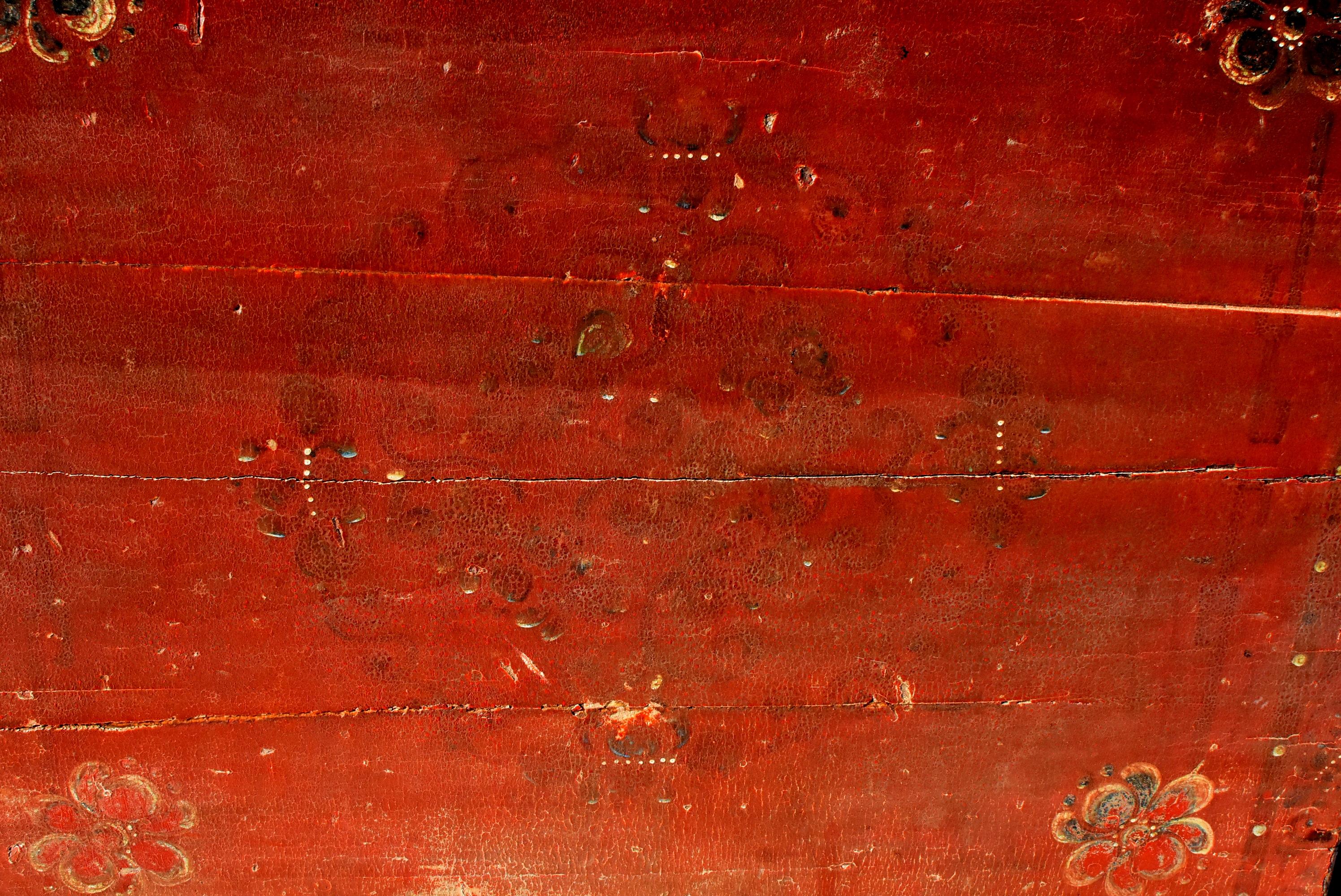 Antique Mongolian Chest Hand Painted and Carved 9