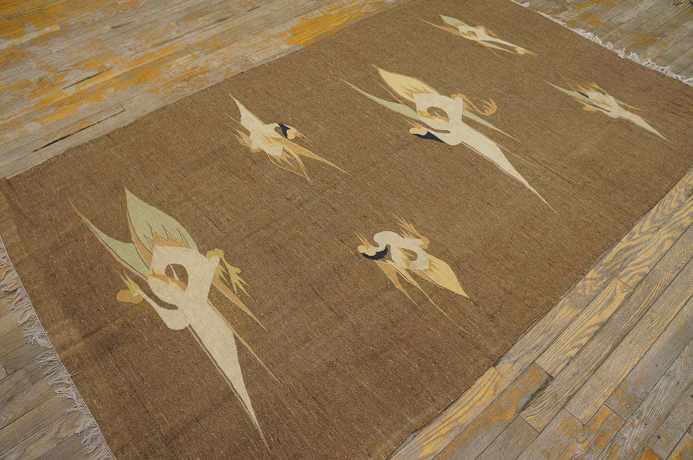 Mongolian Early 20th Century Chinese Gansu Flat Weave ( 4'6'' x 7'3'' - 138 x 220 )