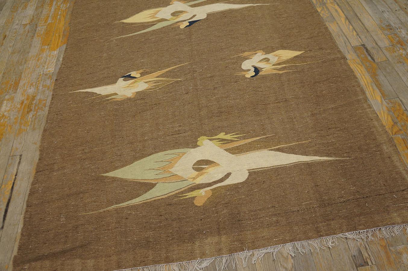 Wool Early 20th Century Chinese Gansu Flat Weave ( 4'6'' x 7'3'' - 138 x 220 )
