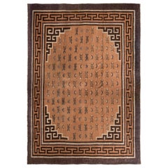 Antique Mongolian Rug in Brown With With Traditional Designs, From Rug & Kilim