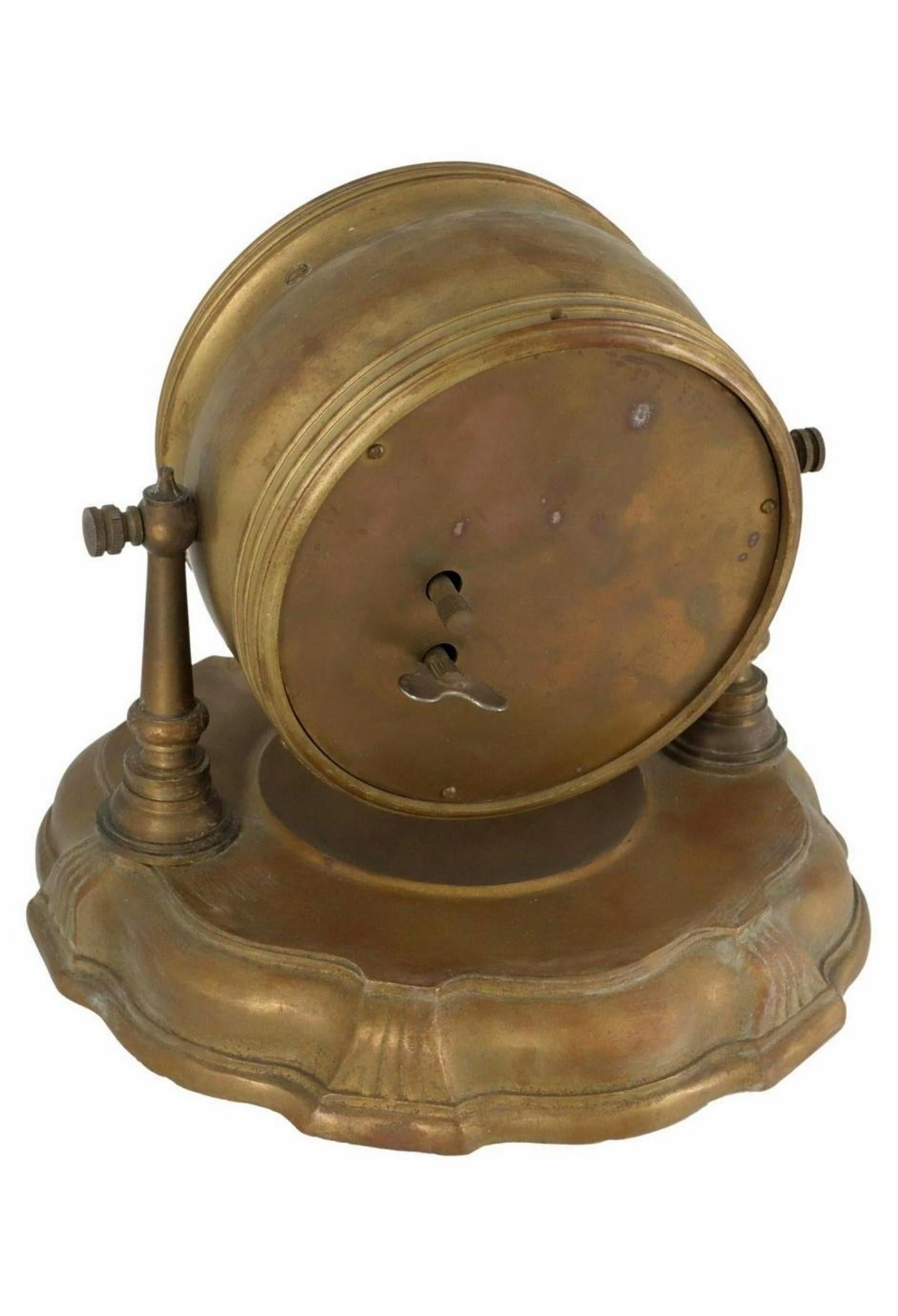 Antique Monkey Barber Animated Brass-Cased Novelty Clock  For Sale 1