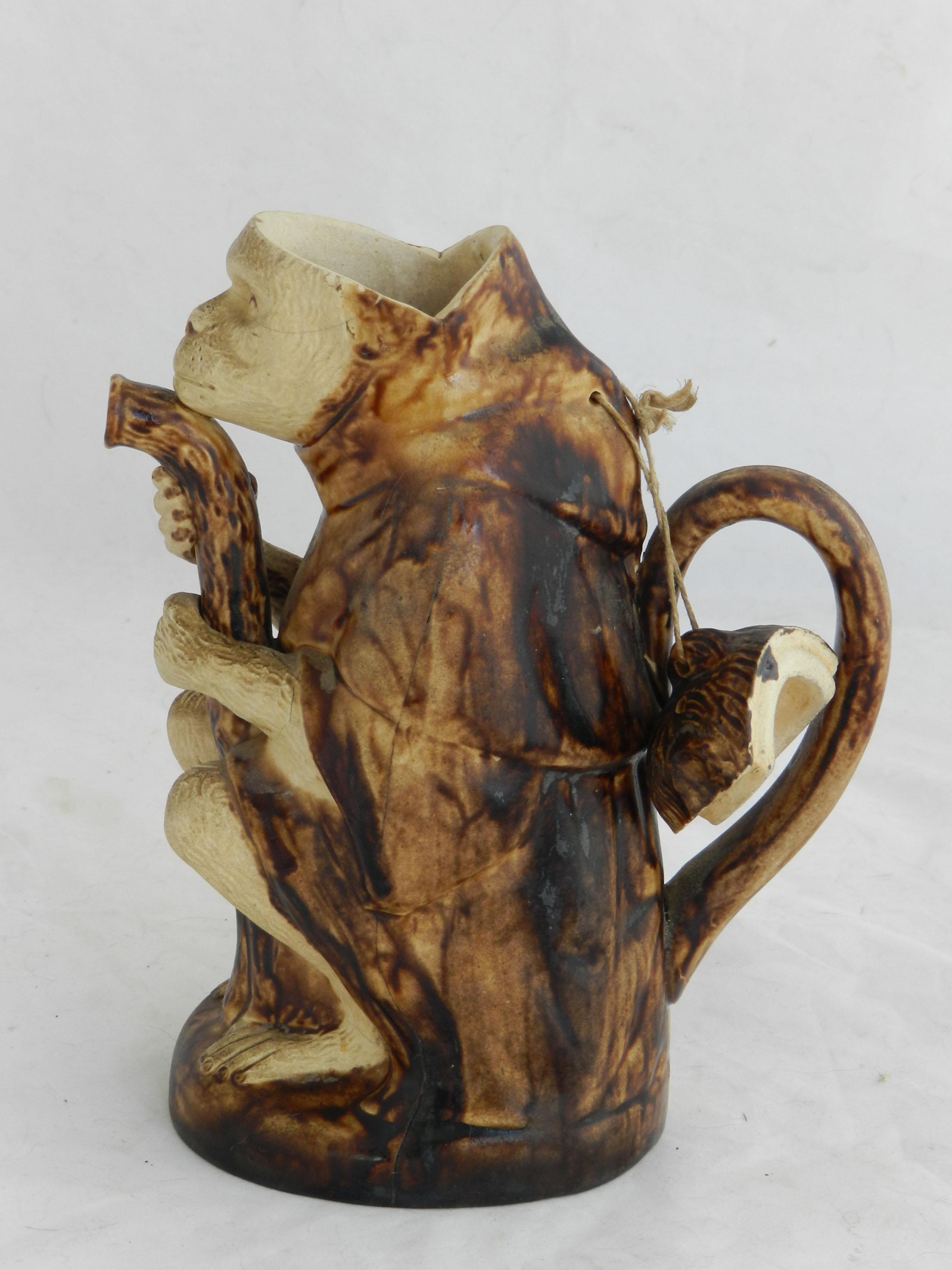 Antique Monkey Pitcher Jug 19th Century Bodlet Vaudancourt In Good Condition For Sale In Mimizan, FR