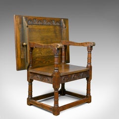 Antique Monk's Bench Metamorphic Table Chair English Oak, 18th Century and Later