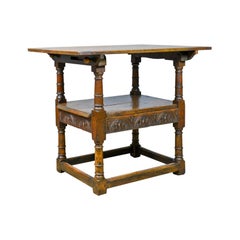 Antique Monk's Bench Metamorphic Table Chair English Oak, 18th Century and Later