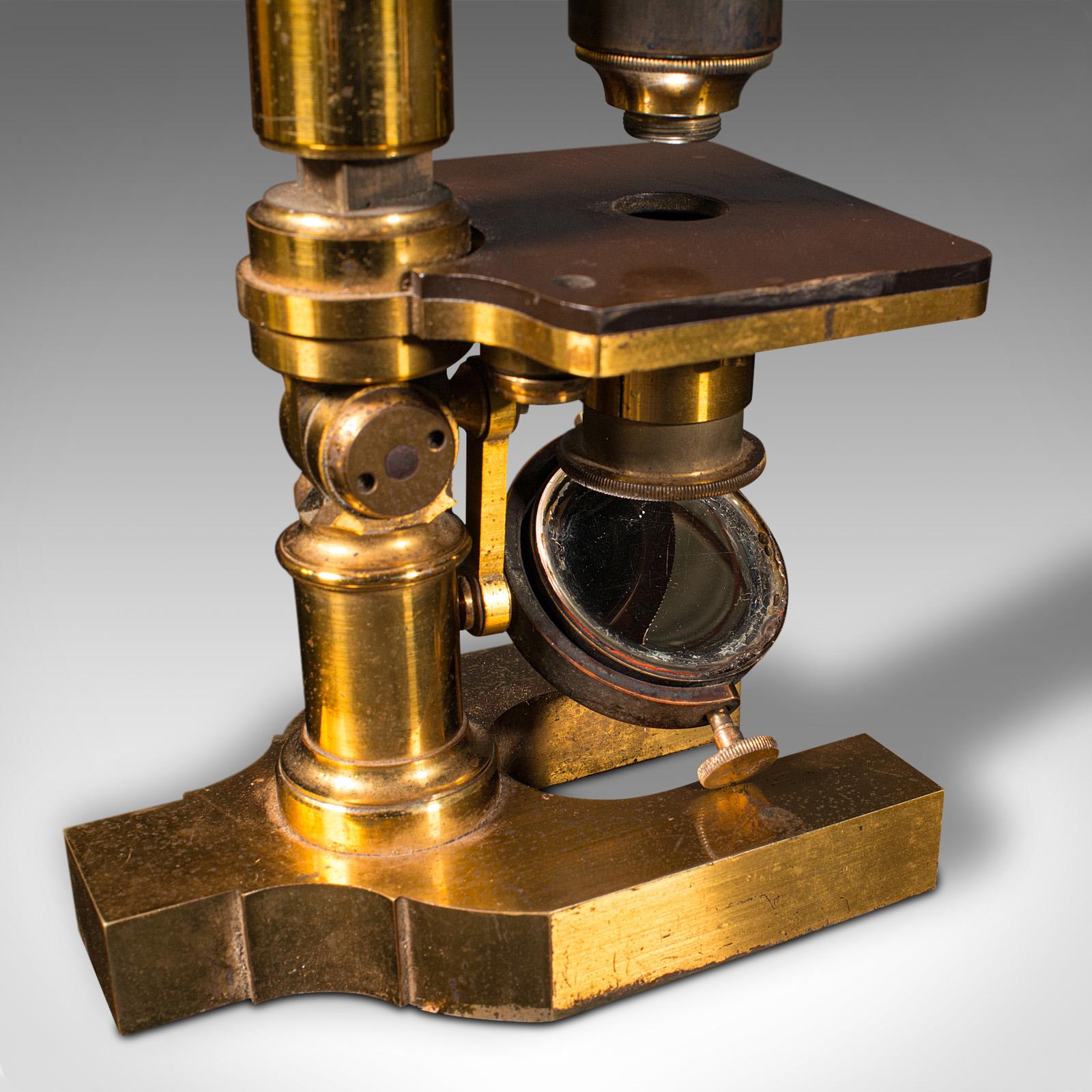 Antique Monocular Microscope, English Brass, Scientific Instrument, Victorian 1