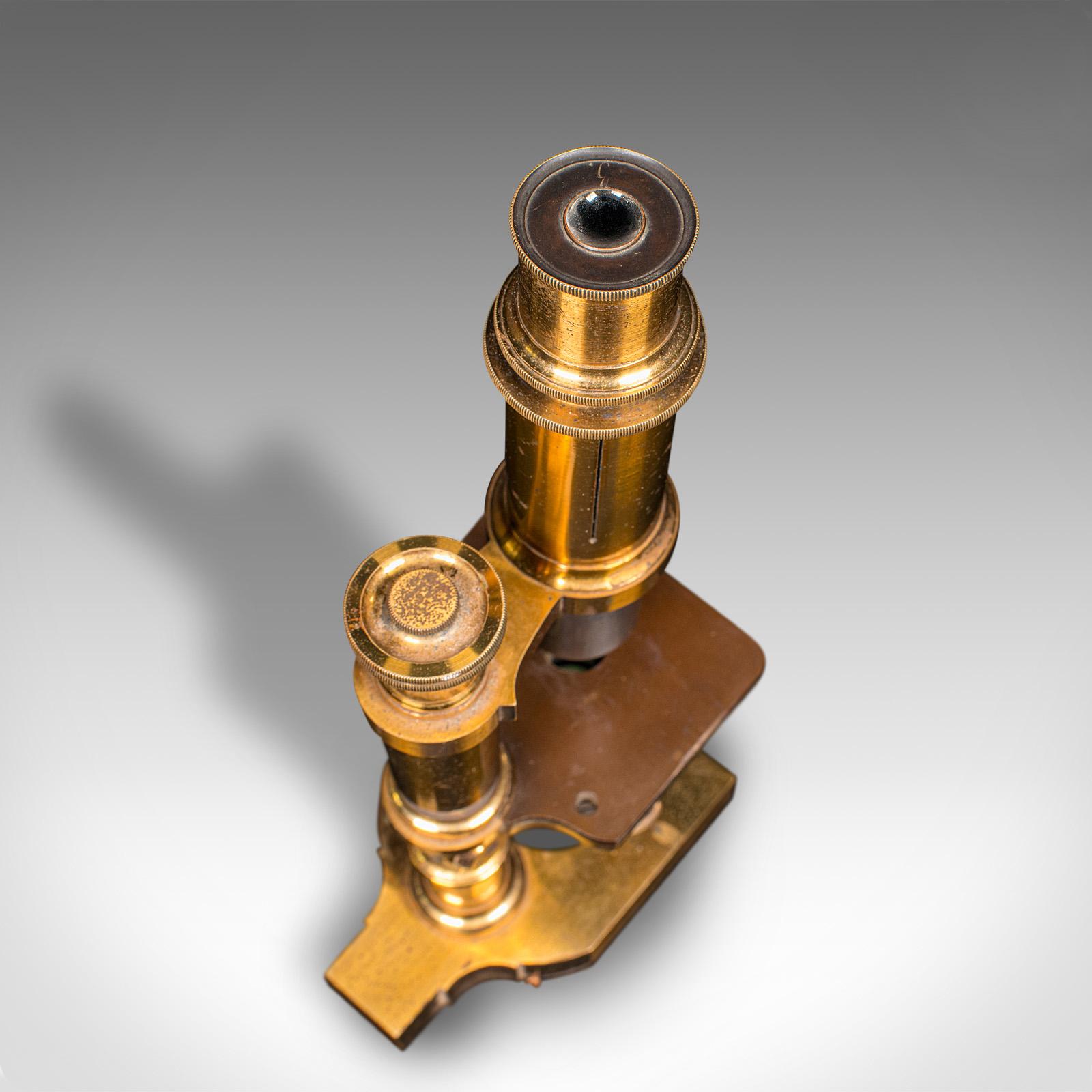 Antique Monocular Microscope, English Brass, Scientific Instrument, Victorian 2