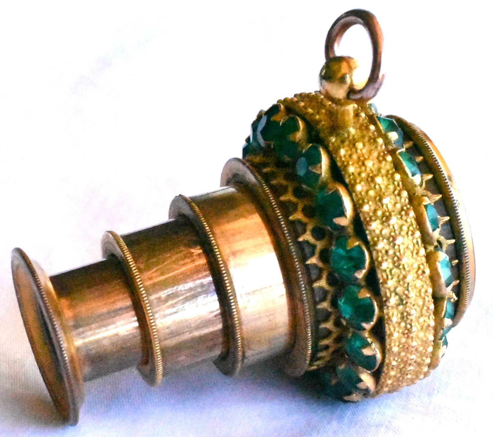Antique Monocular Pendant with Green Pastes In Excellent Condition In Baltimore, MD