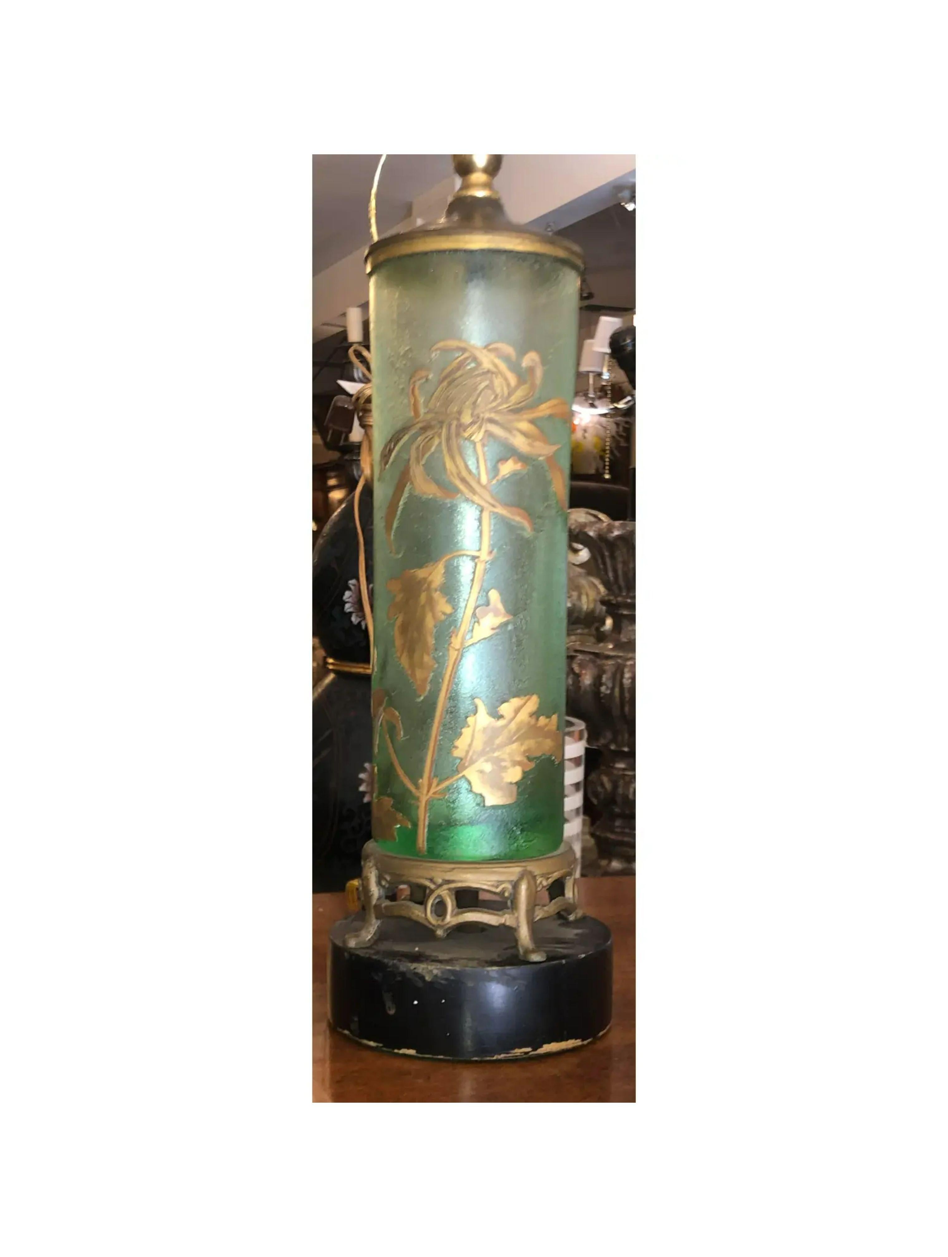 20th Century Antique Mont Joye French Cameo Glass Table Lamp, 1920s