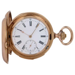 Antique Montandon Full Hunter Minute Repeater Pocket Watch Rose Gold