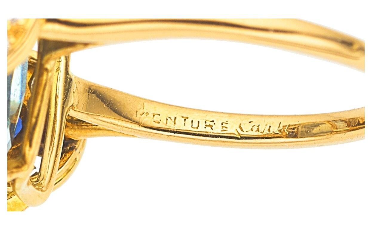 Women's or Men's Antique Monture Cartier 18k Gold 22.80 Carat Aquamarine Cocktail Ring, Size 7.5 For Sale