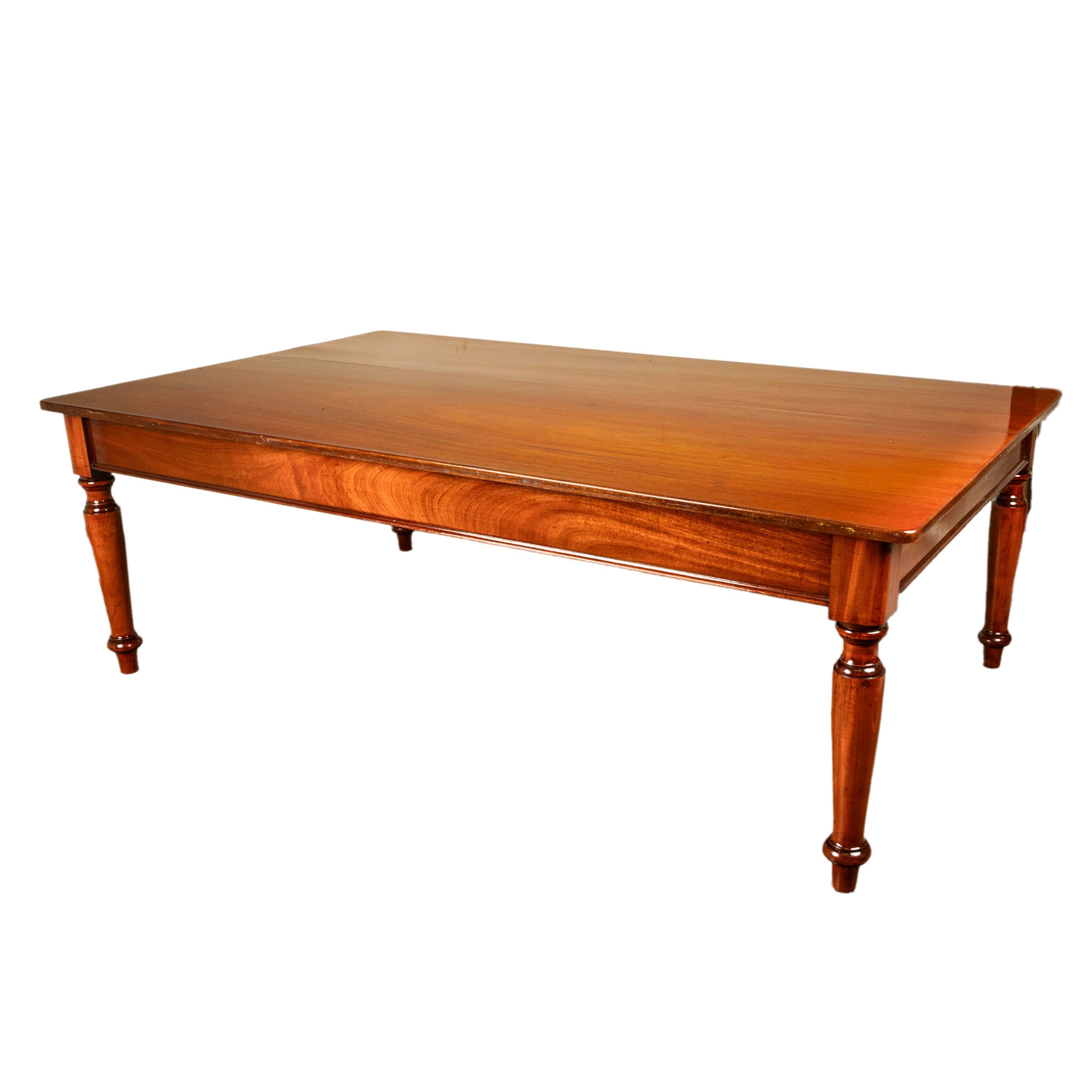 Antique Monumental 19th Century Mahogany Library Conference Dining Table 1860 For Sale 6