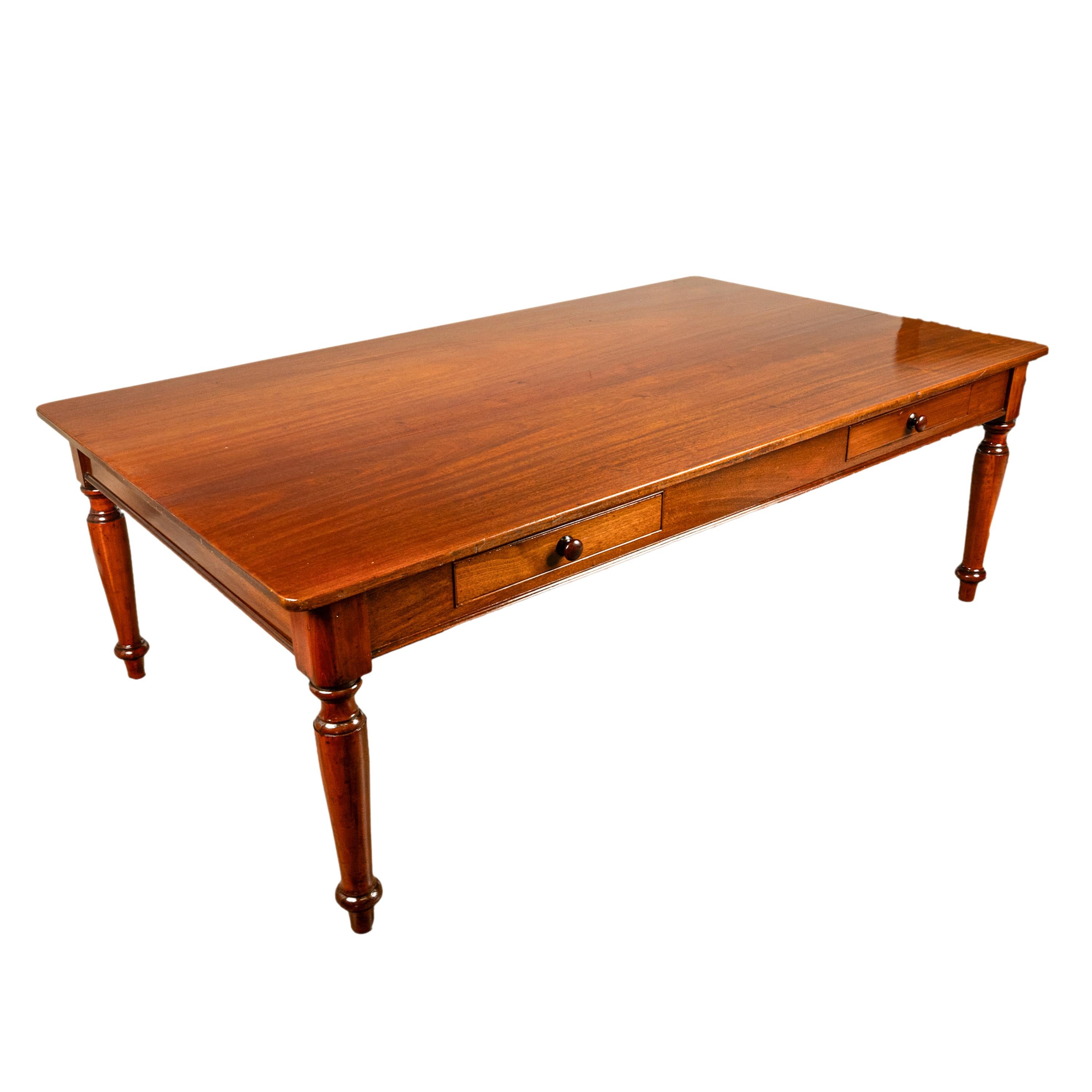 Antique Monumental 19th Century Mahogany Library Conference Dining Table 1860 In Good Condition For Sale In Portland, OR