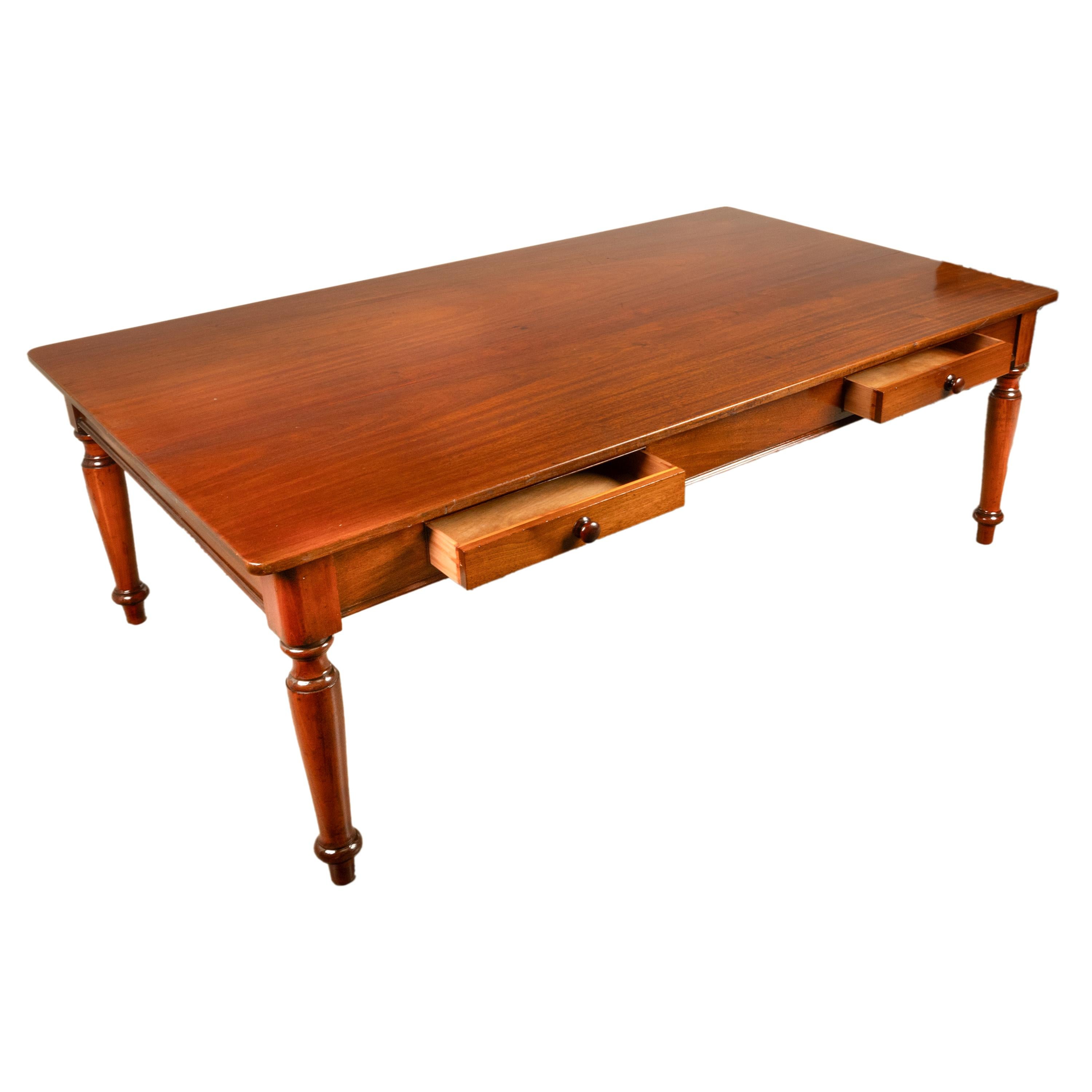 Mid-19th Century Antique Monumental 19th Century Mahogany Library Conference Dining Table 1860 For Sale