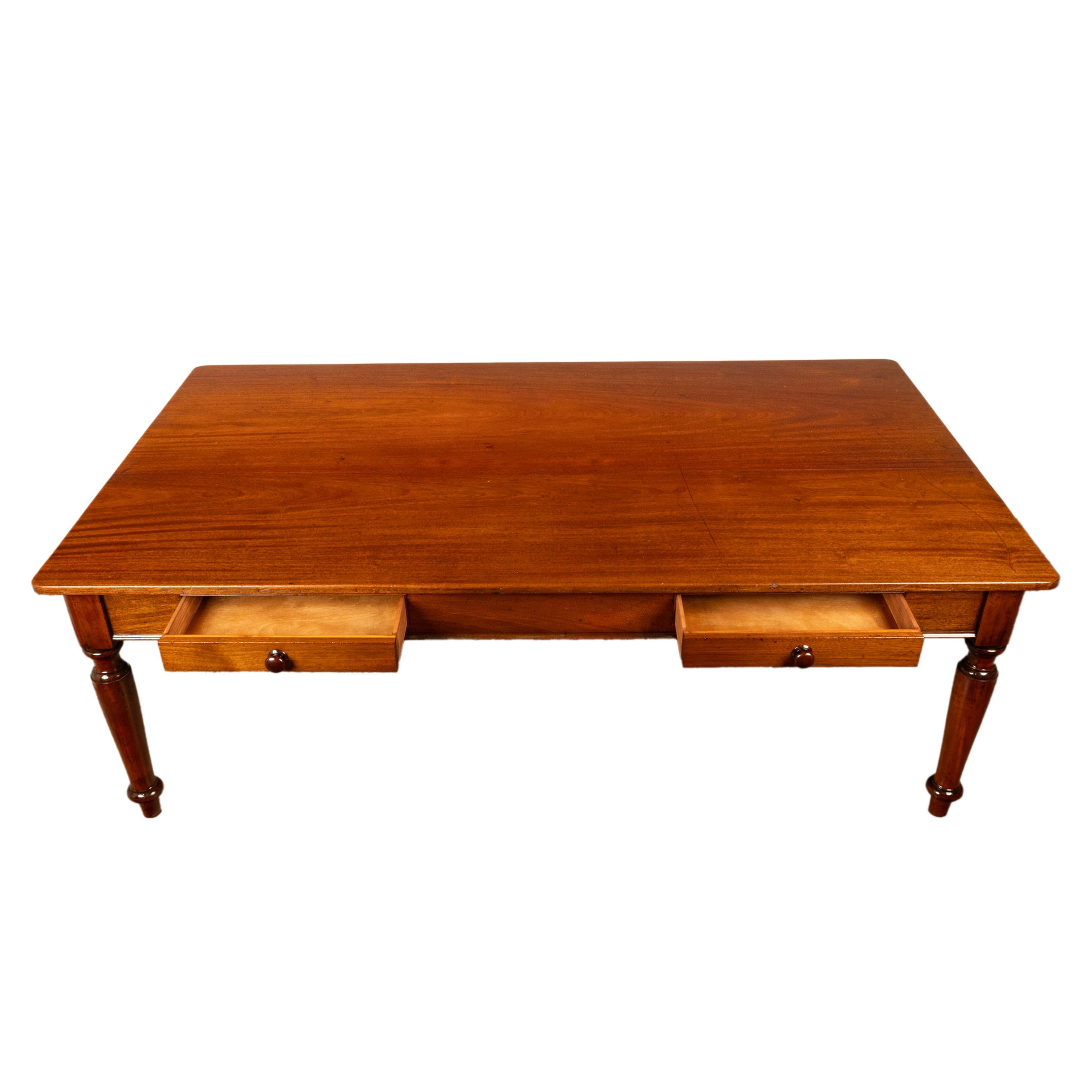 Antique Monumental 19th Century Mahogany Library Conference Dining Table 1860 For Sale 1