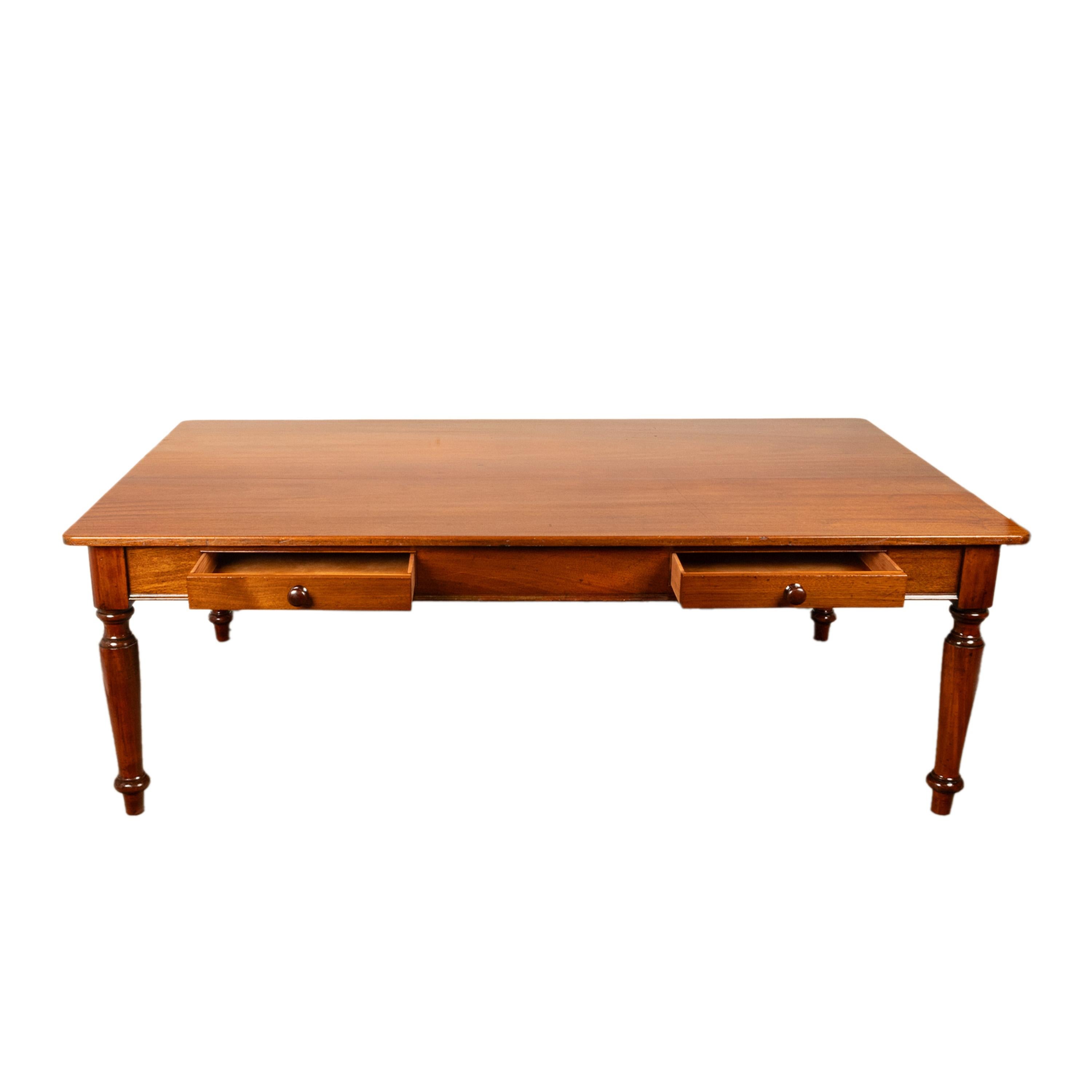 Antique Monumental 19th Century Mahogany Library Conference Dining Table 1860 For Sale 2