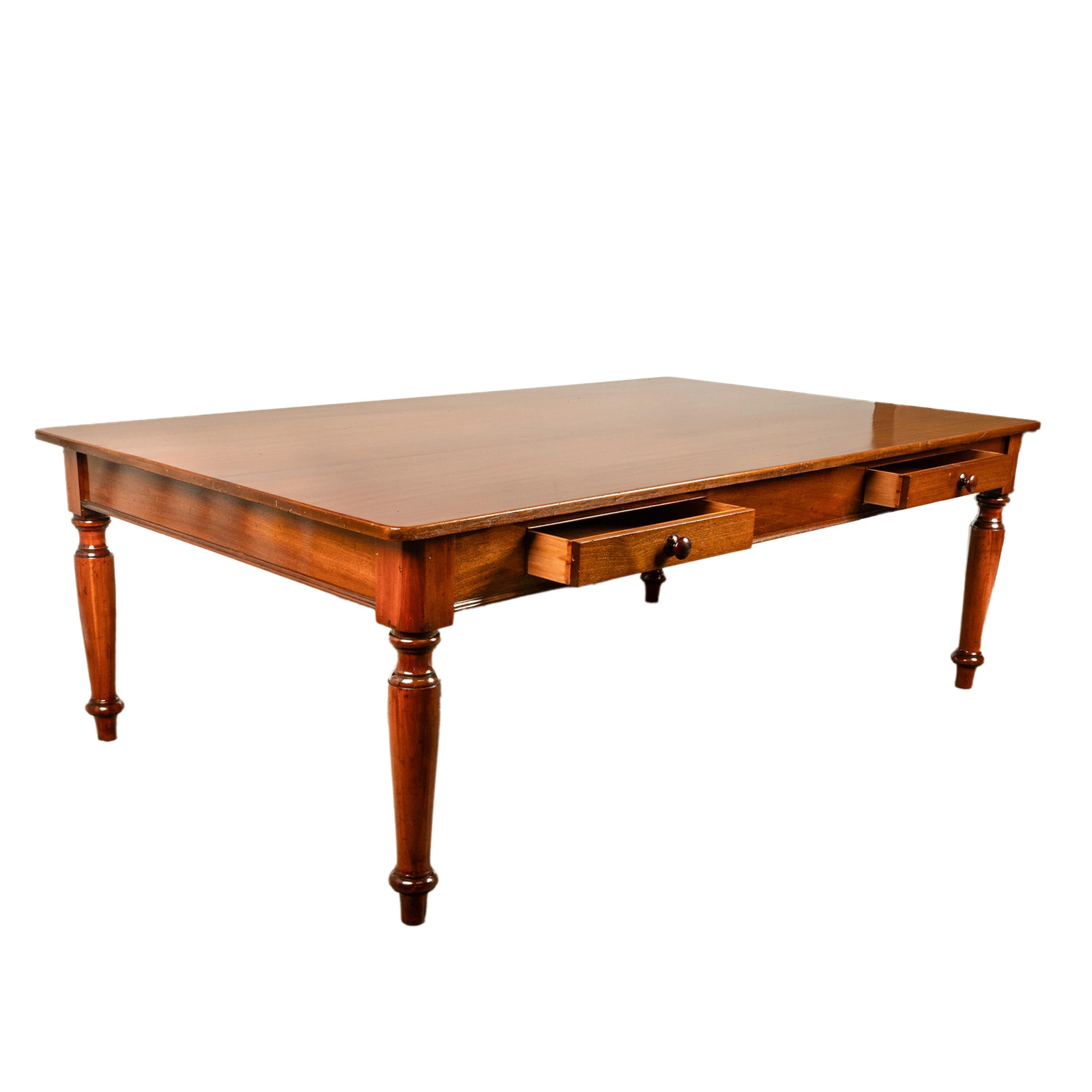 Antique Monumental 19th Century Mahogany Library Conference Dining Table 1860 For Sale 3