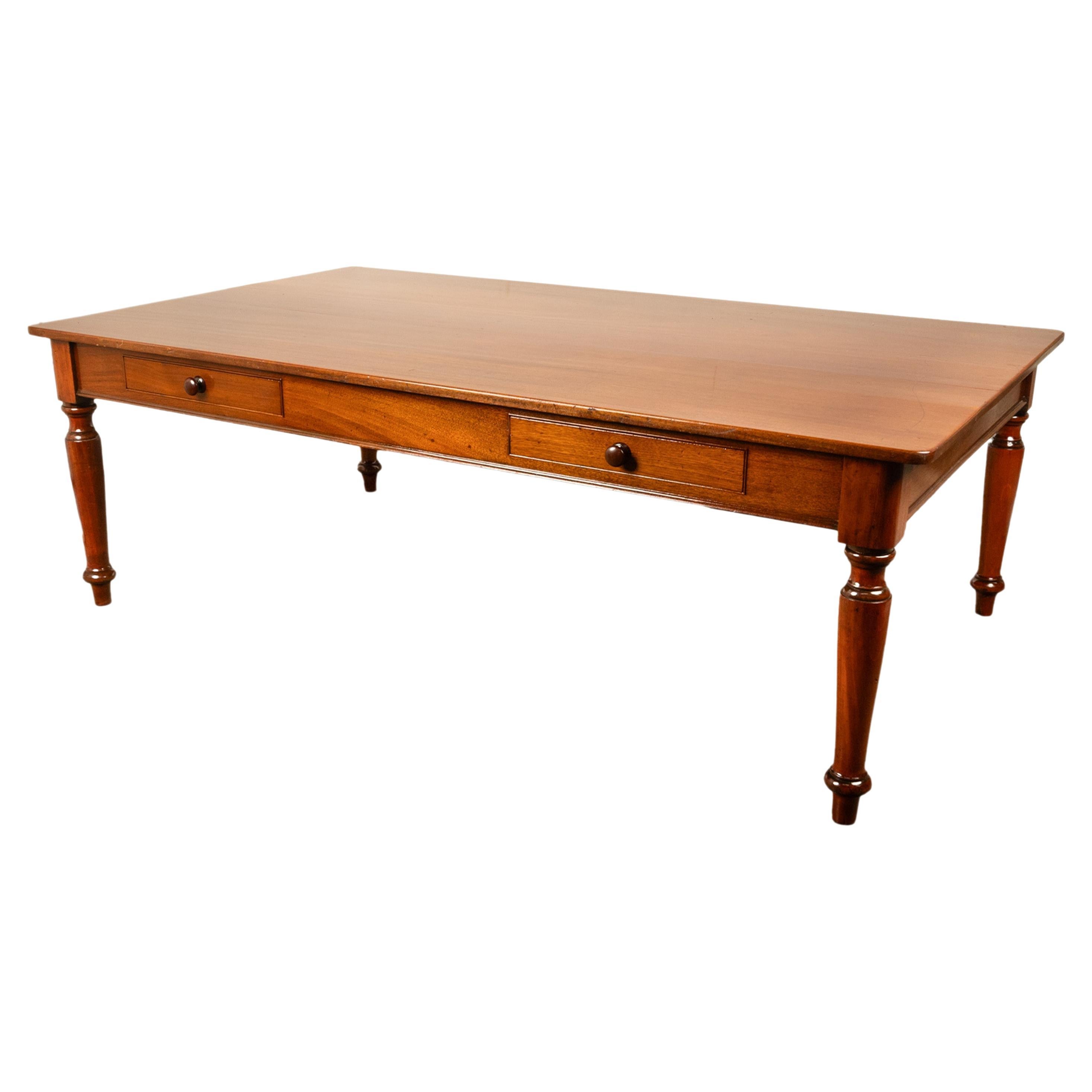 Antique Monumental 19th Century Mahogany Library Conference Dining Table 1860 For Sale