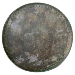 Vintage Monumental Asian Turkish Moorish Tinned Copper Round Islamic Tray 19th C