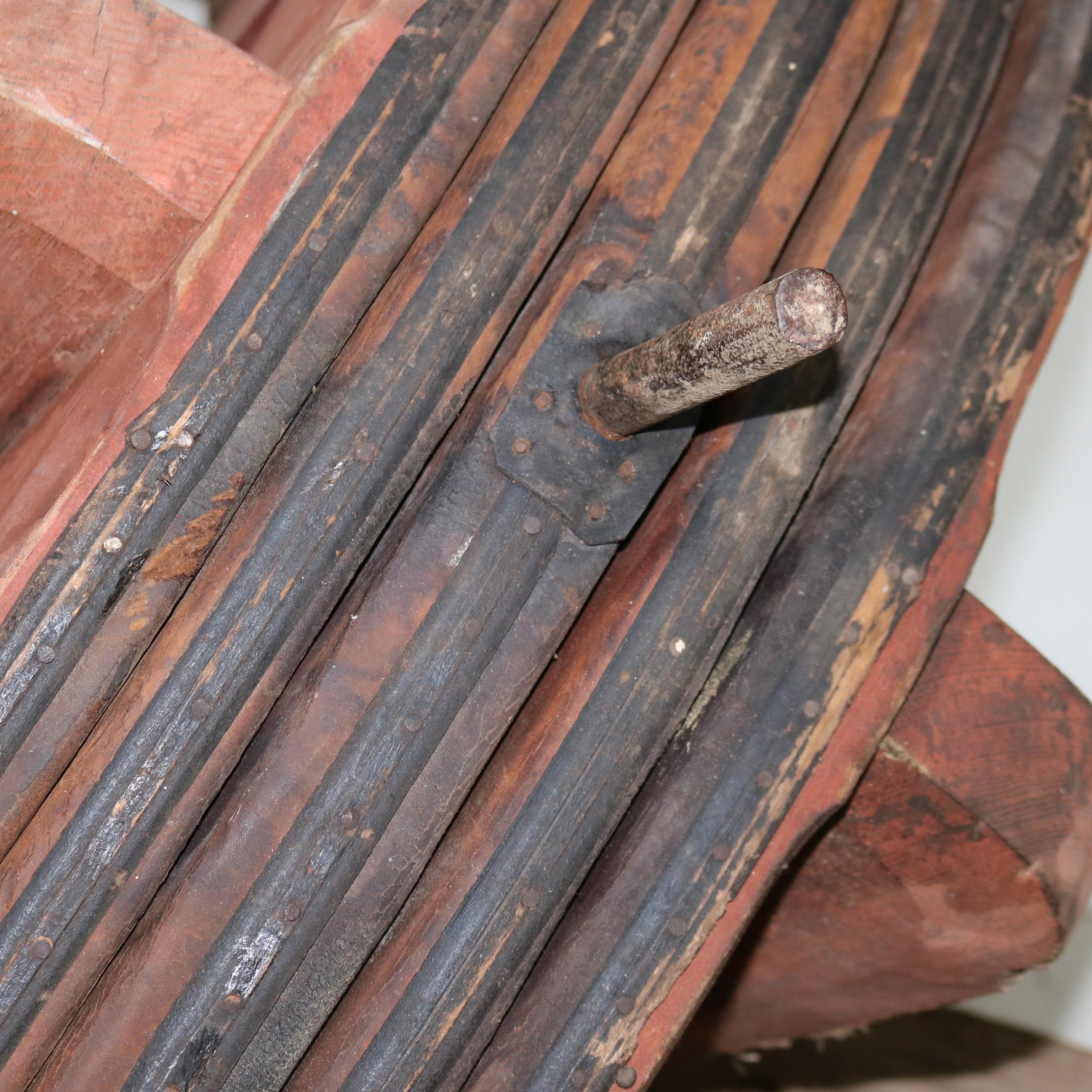 Wood Antique Monumental Blacksmith Furnace Bellows By Cincinnati Bellow Works 19thC For Sale
