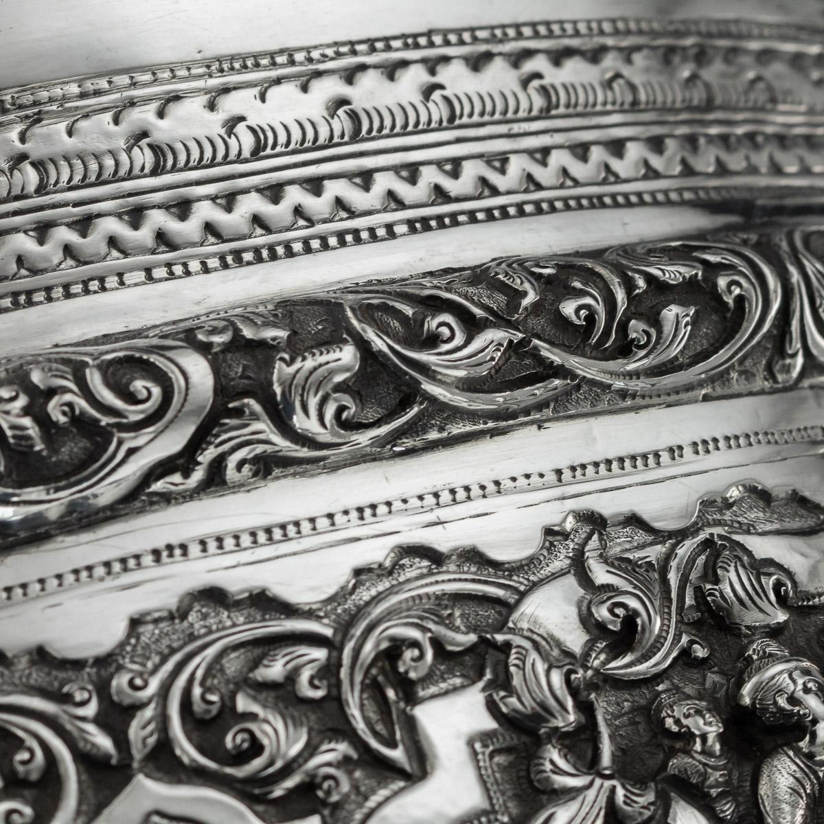 Antique Monumental Burmese Solid Silver Thabeik Bowl, Rangoon, circa 1900 4