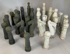 Antique Monumental Cast Concrete Chess Set