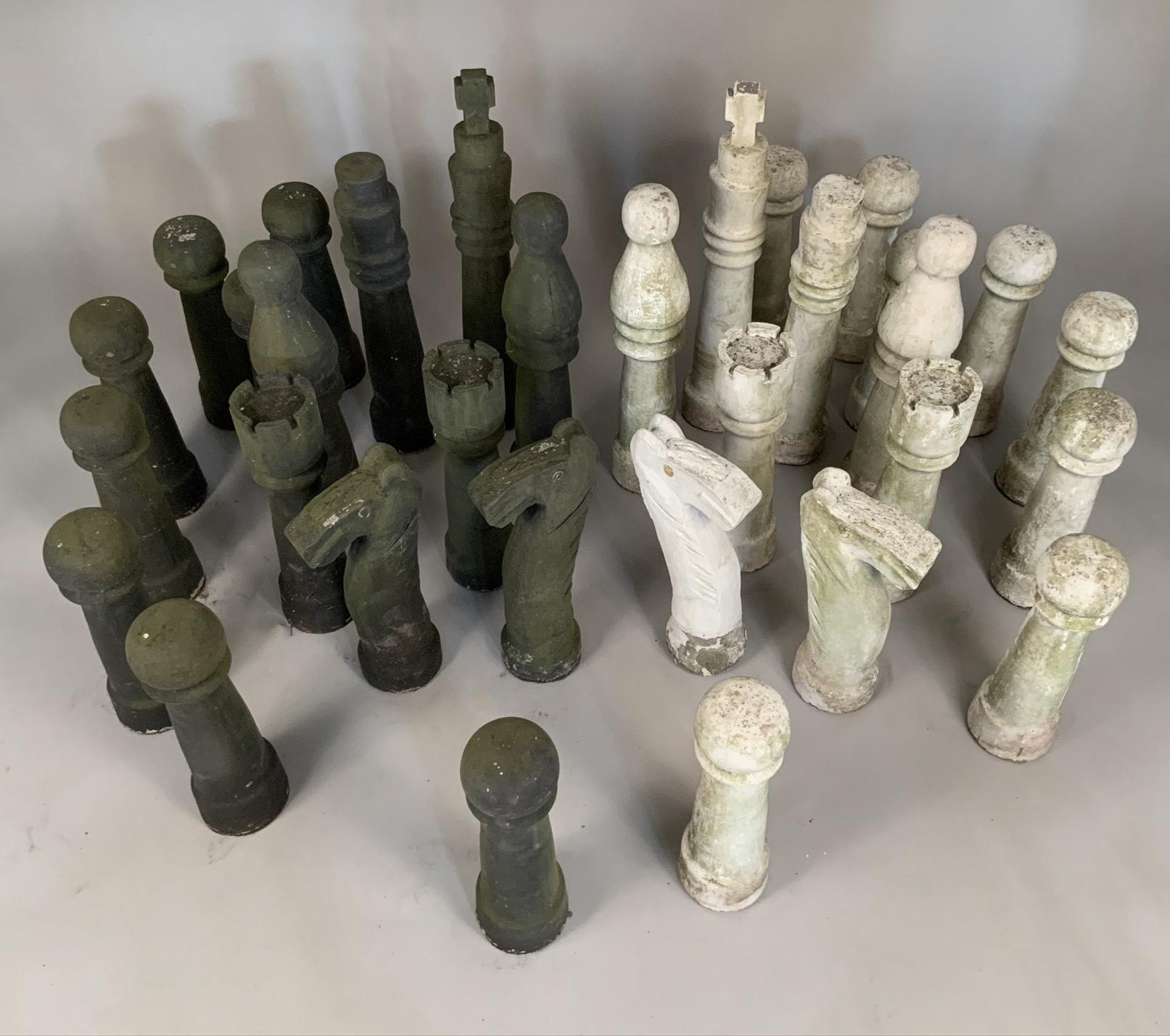 American Antique Monumental Cast Concrete Chess Set