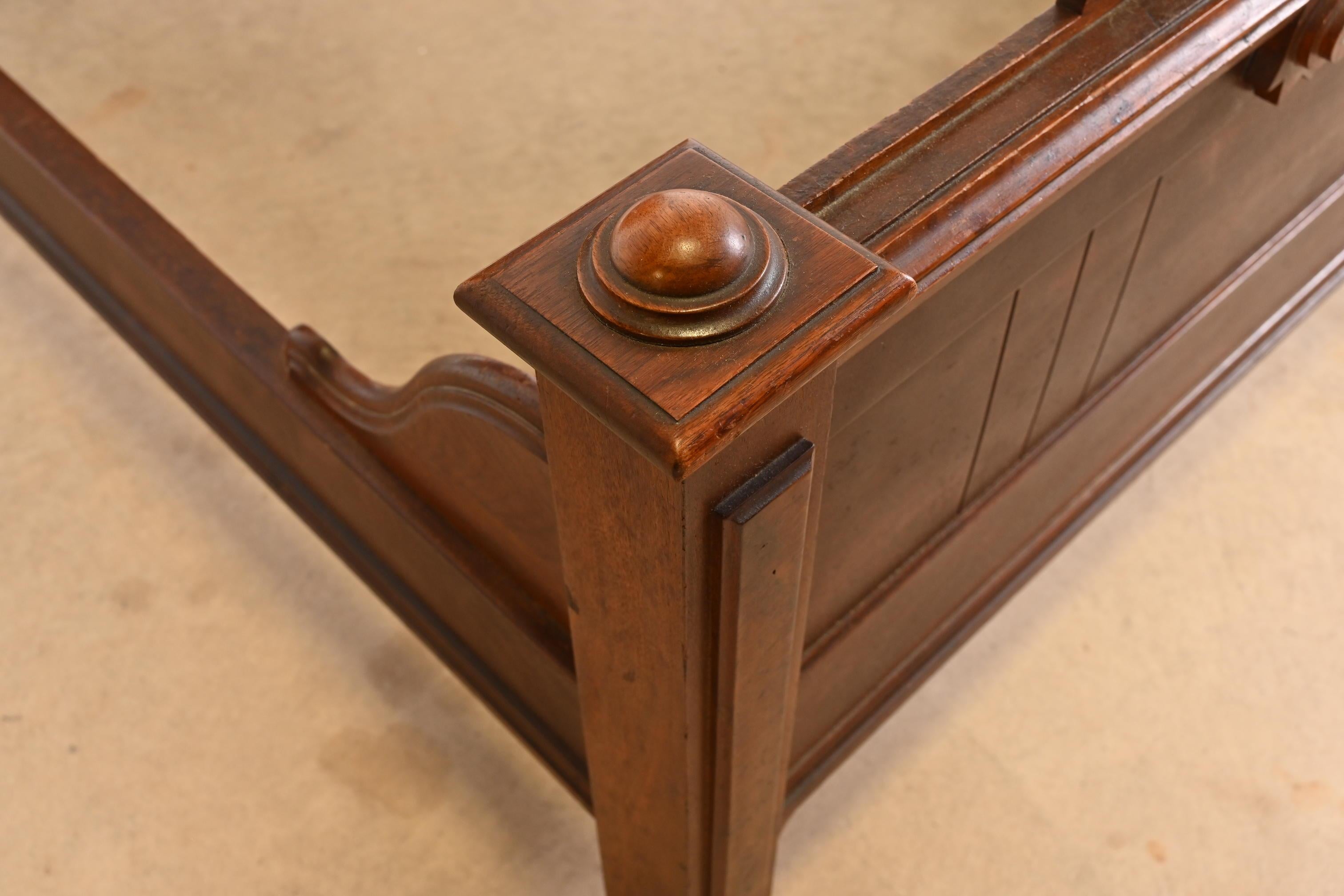 Antique Monumental Eastlake Victorian Carved Burled Walnut Full Size Bed For Sale 6
