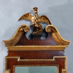 Antique Monumental Federal Style Parcel Gilt Wall Mirror With Eagle, Circa 1920