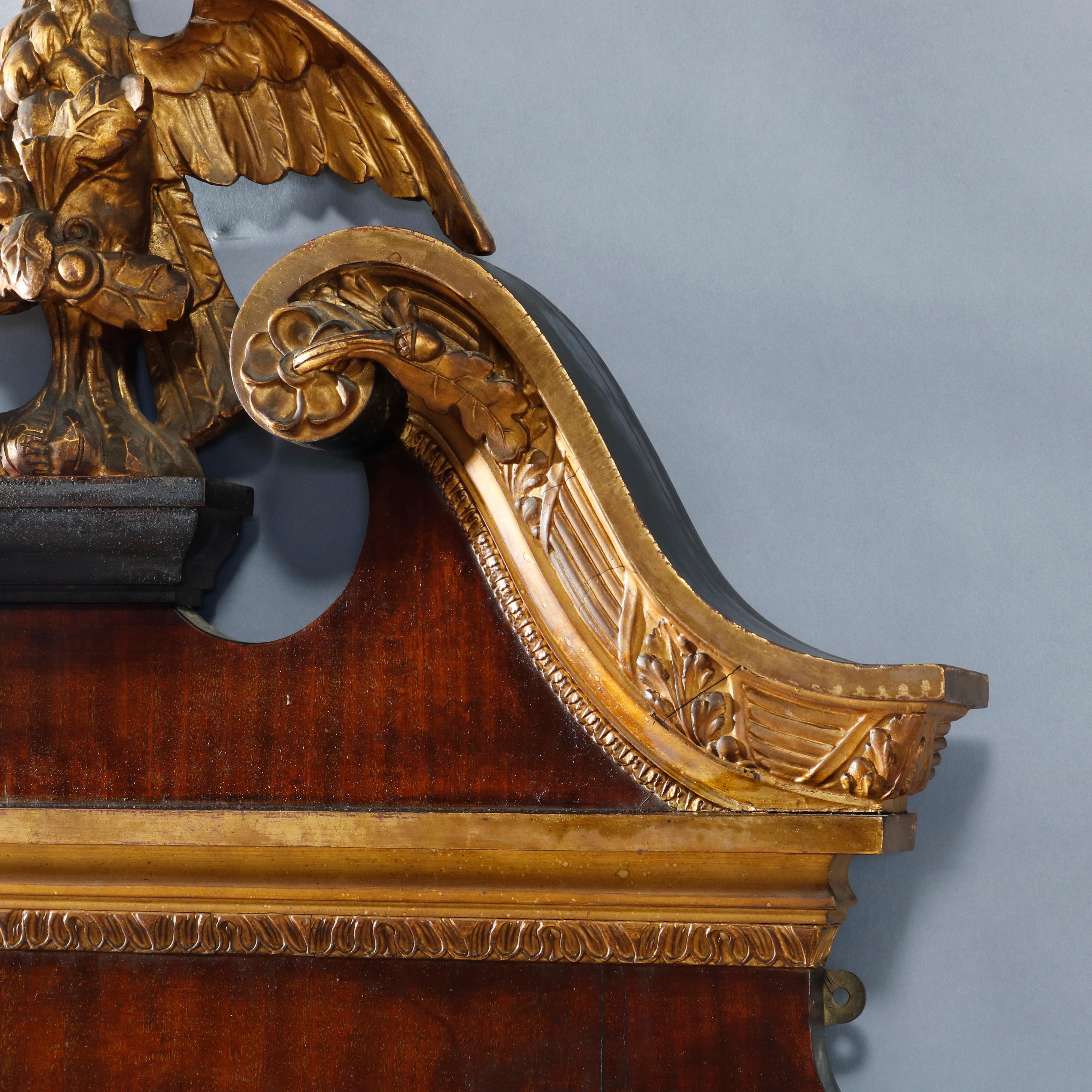 Antique Monumental Federal Style Parcel Gilt Wall Mirror With Eagle, Circa 1920 2