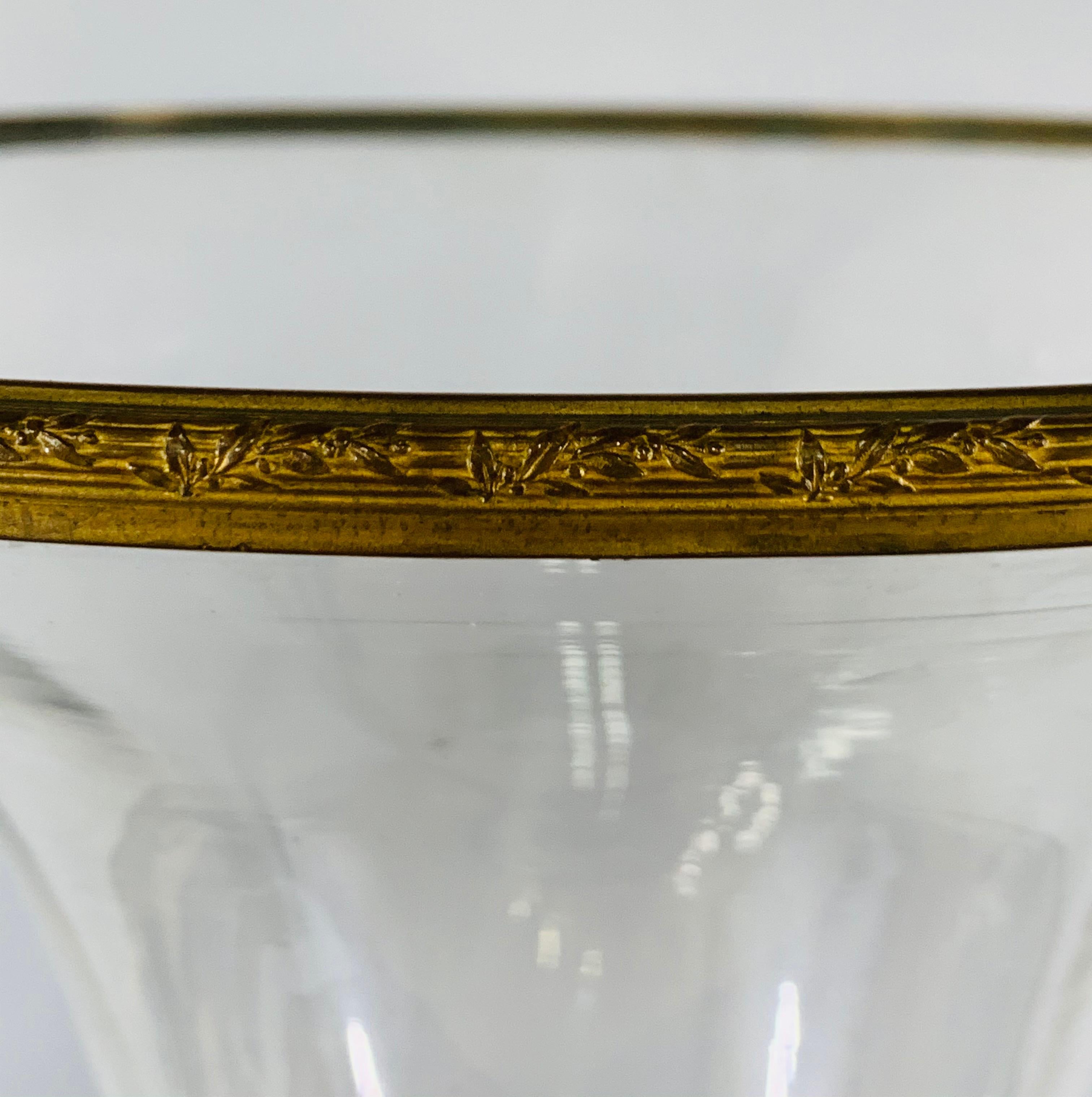Antique Monumental Floriform Art Glass Glass Brass Mounted Vase For Sale 8