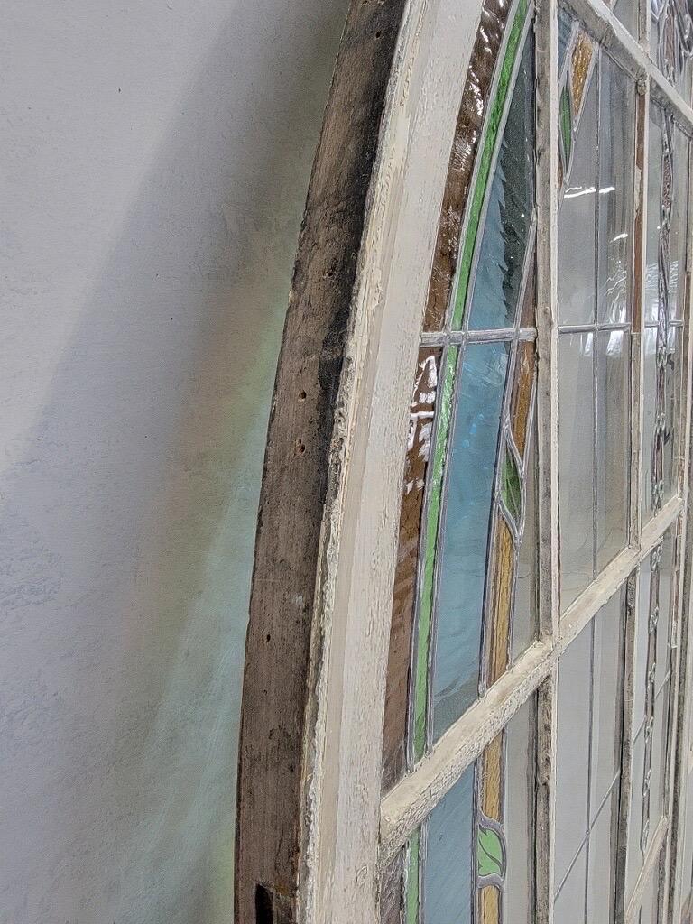 Antique Monumental French Arched Stained Glass Door Set For Sale at 1stDibs