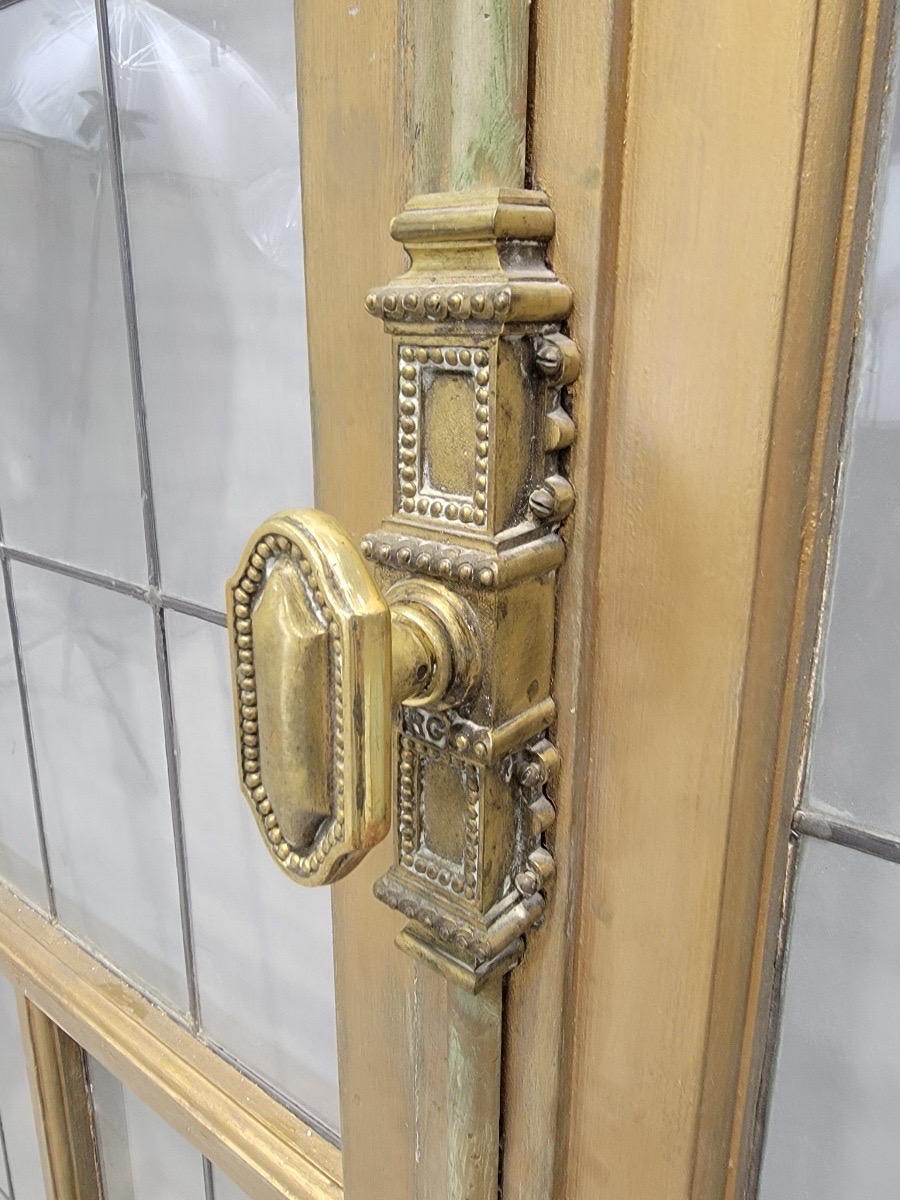 Antique Monumental French Arched Stained Glass Door Set For Sale at 1stDibs