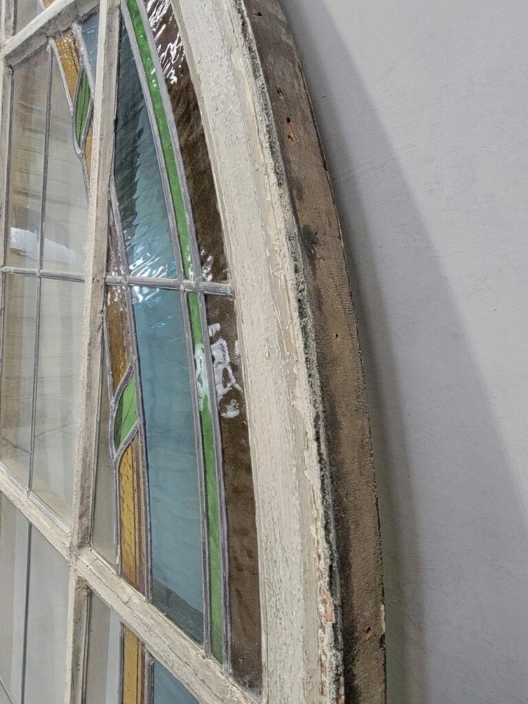 Antique Monumental French Arched Stained Glass Door Set For Sale at 1stDibs