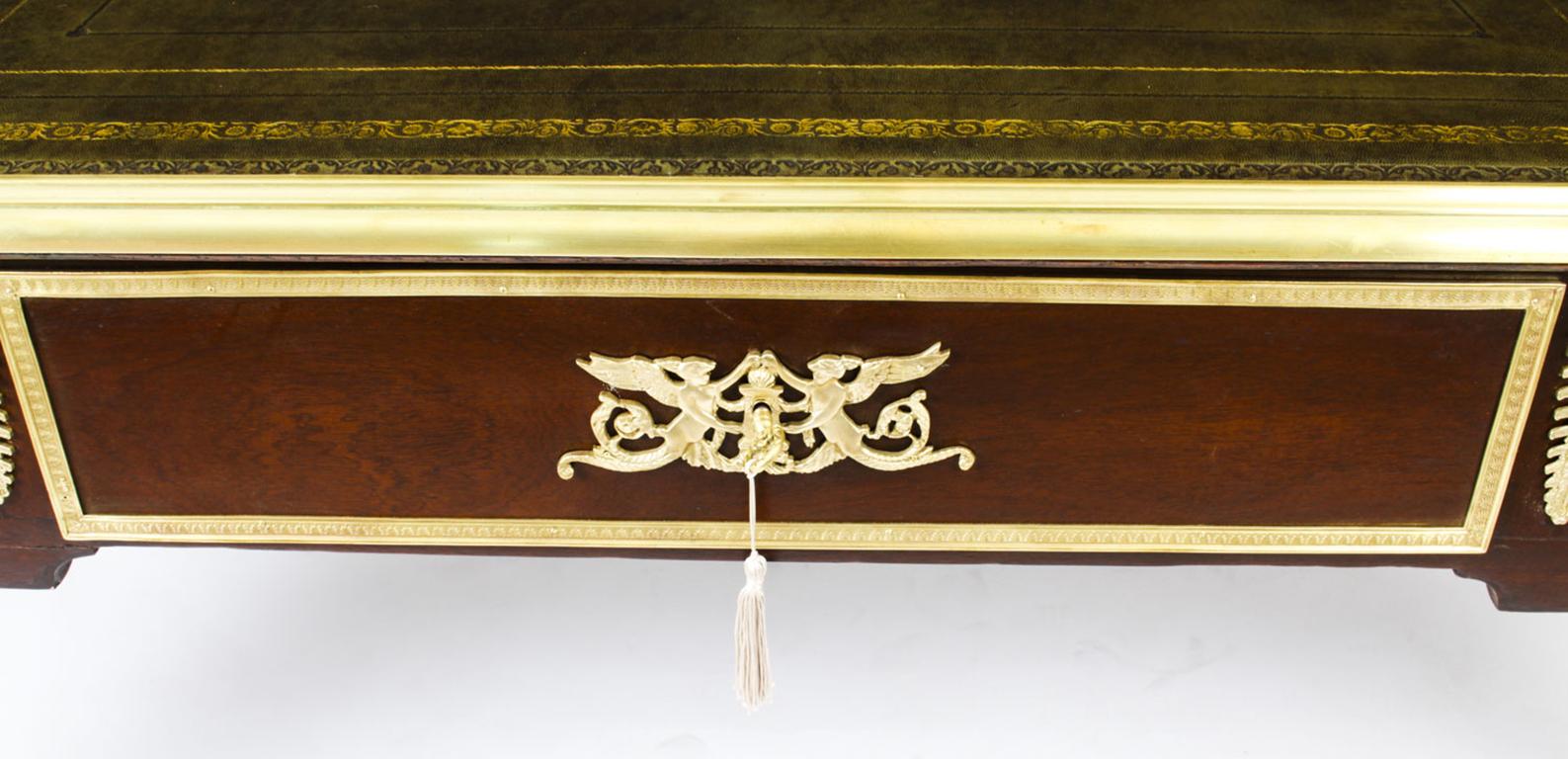 Antiker, monumentaler französischer Empire-Büroplatten-Schreibtisch, 19. Jahrhundert (Spätes 19. Jahrhundert) im Angebot