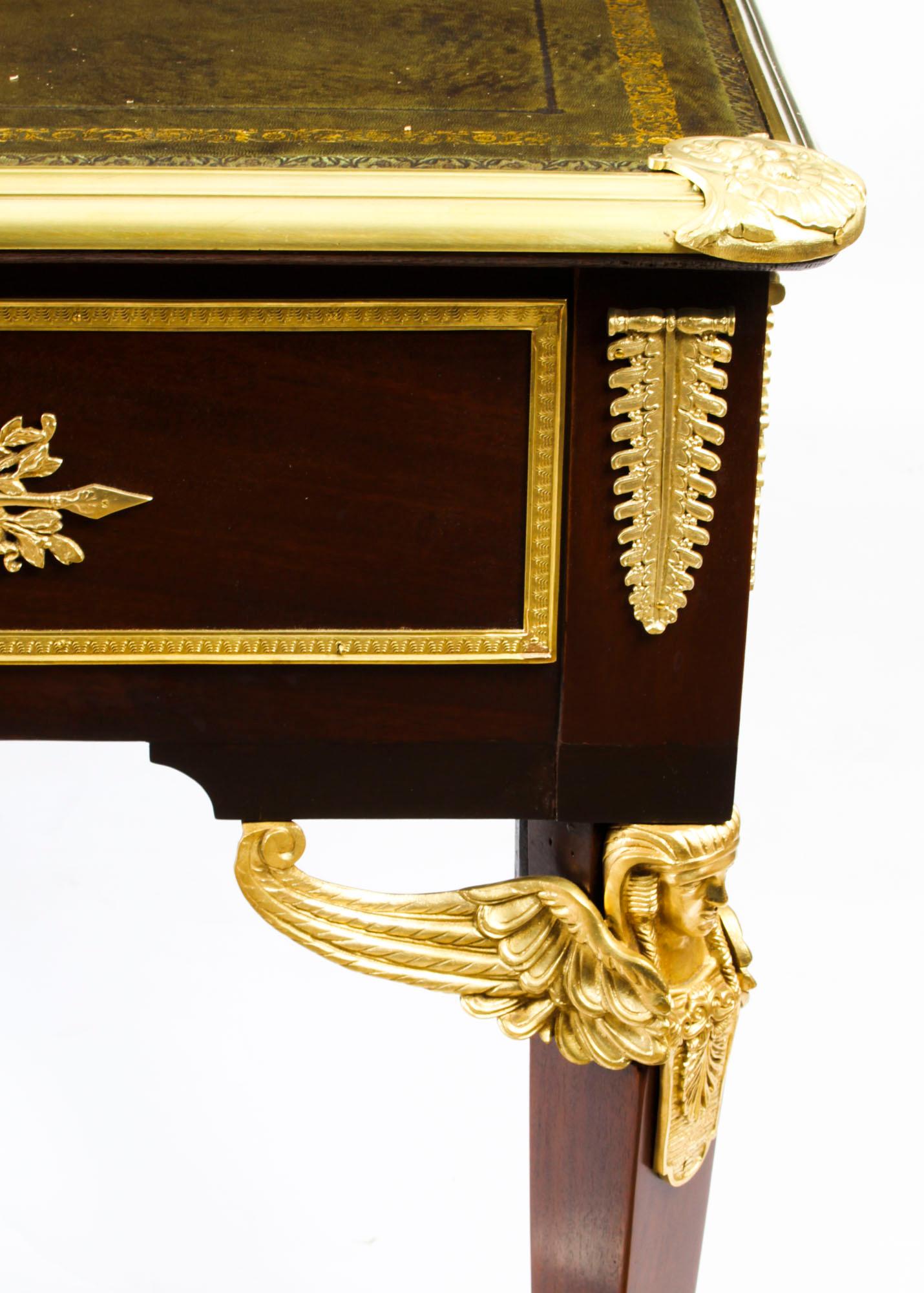 Ancienne table de bureau monumentale de style Empire français, Plat de bureau, 19ème siècle en vente 1