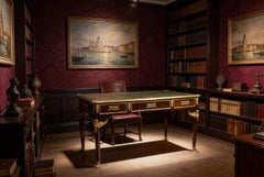 Antique Monumental French Empire Bureau Plat Desk Writing Table 19th Century